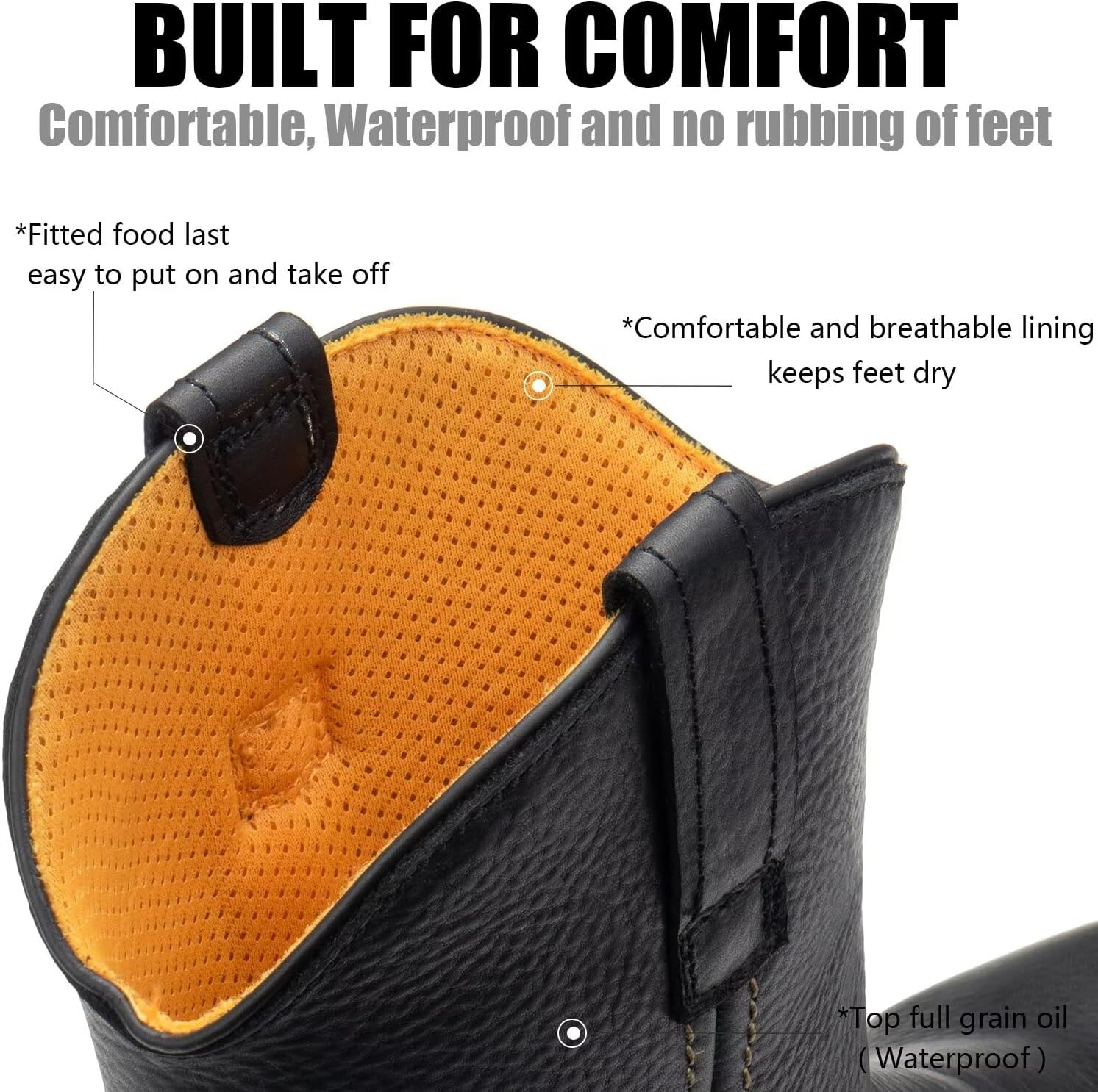 SUREWAY Botas de trabajo Wellington impermeables de 10 pulgadas para hombre, con punta de acero, cuero de caballo loco de grano completo, botas de