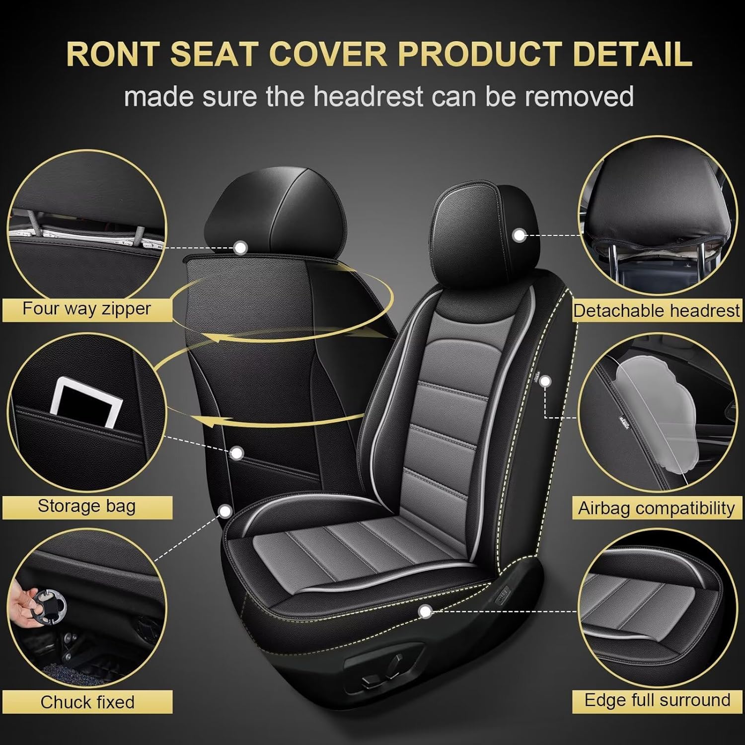 DIKSOAKR Funda de asiento de automóvil para Ford Maverick 2022 2023, protector de asiento de automóvil de lujo de cuero con compatible con bolsa de