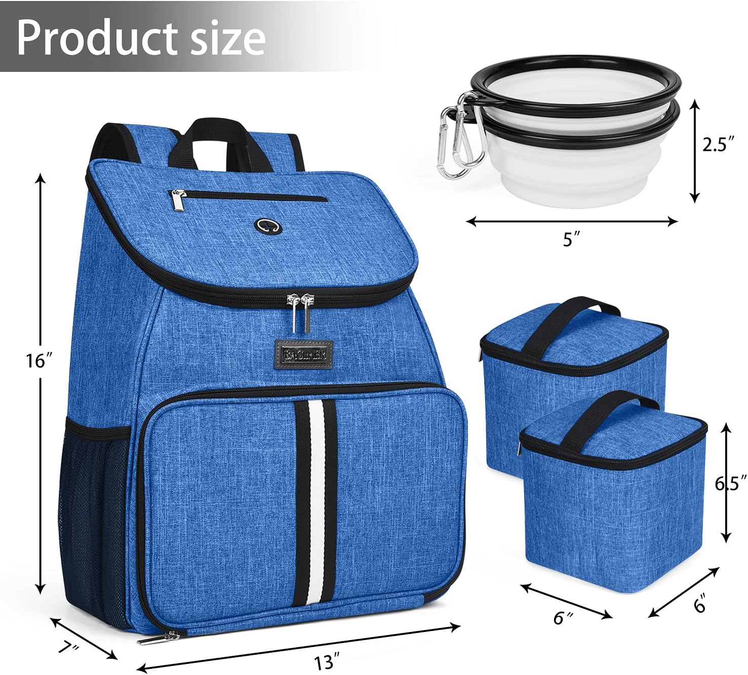 BAGLHER Bolsa de viaje para perros, mochila aprobada por aerolíneas, mochila de viaje para perros con 2 cuencos plegables de silicona y 2 cestas de