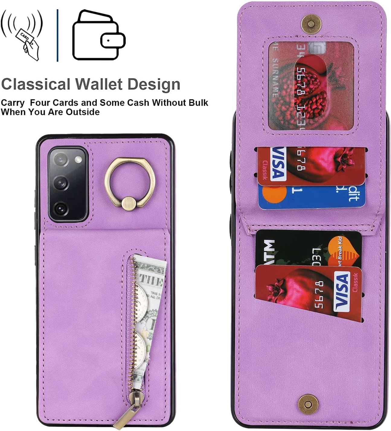 Asuwish Funda de teléfono para Samsung Galaxy S20 FE 5G de 6.5 pulgadas con protector de pantalla y tarjetero RFID, soporte para celda S 20 EF UW