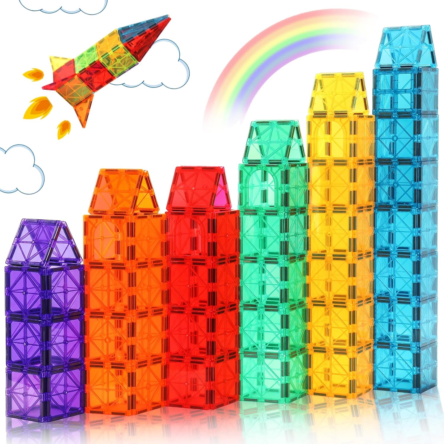 Gemmicc Azulejos magnéticos, bloques de construcción de juguetes magnéticos para niños, juguetes educativos aprobados por STEM, juego de iniciación