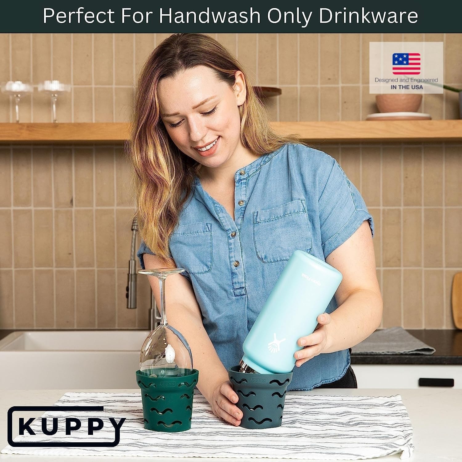 Kuppy Rejilla de secado para botellas de agua y diseño moderno para un secado más rápido – Se adapta a HydroFlask, Yeti, Simple Modern, Camelbak,