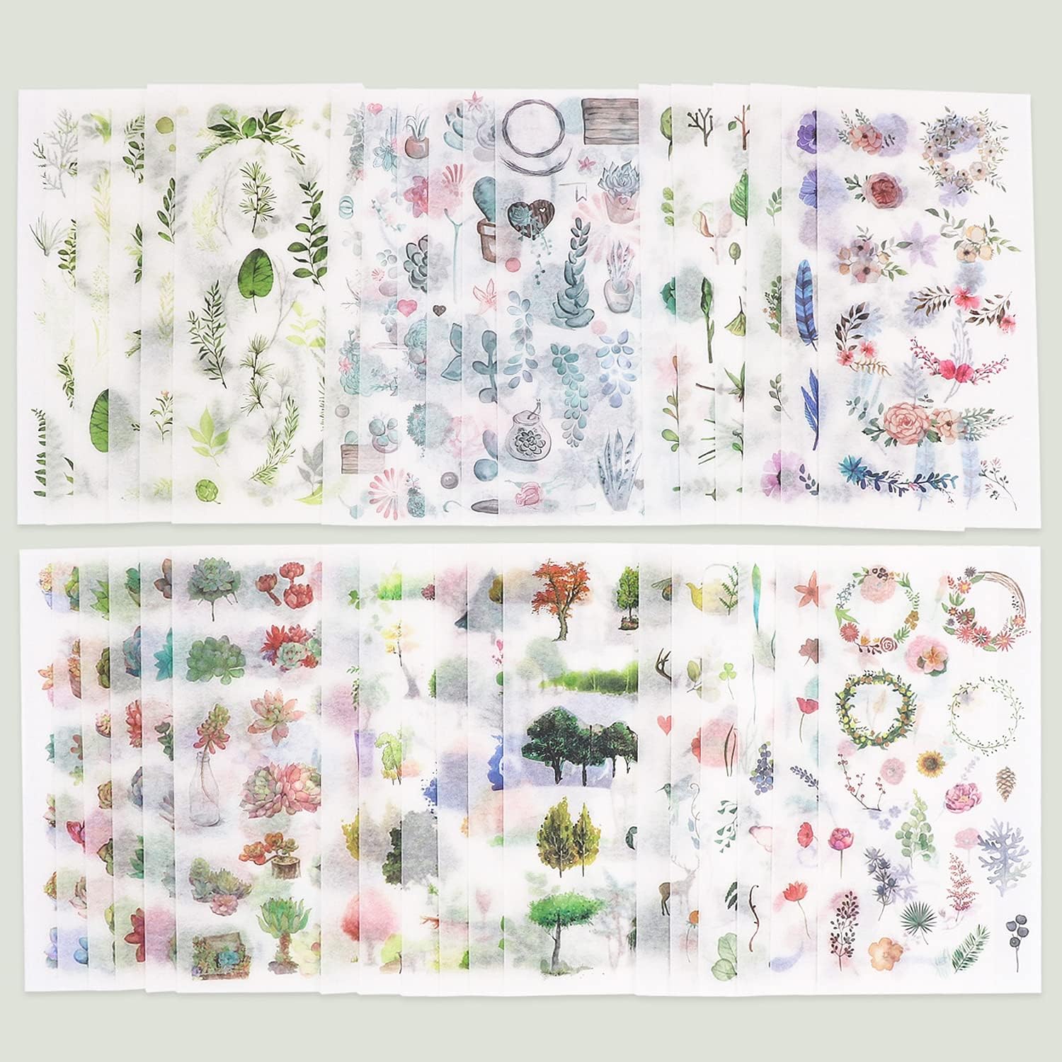 Knaid – Juego de calcomanías de acuarela (más de 600 piezas surtidas, 36 hojas), decorativas para álbum de recortes, manualidades de bricolaje para
