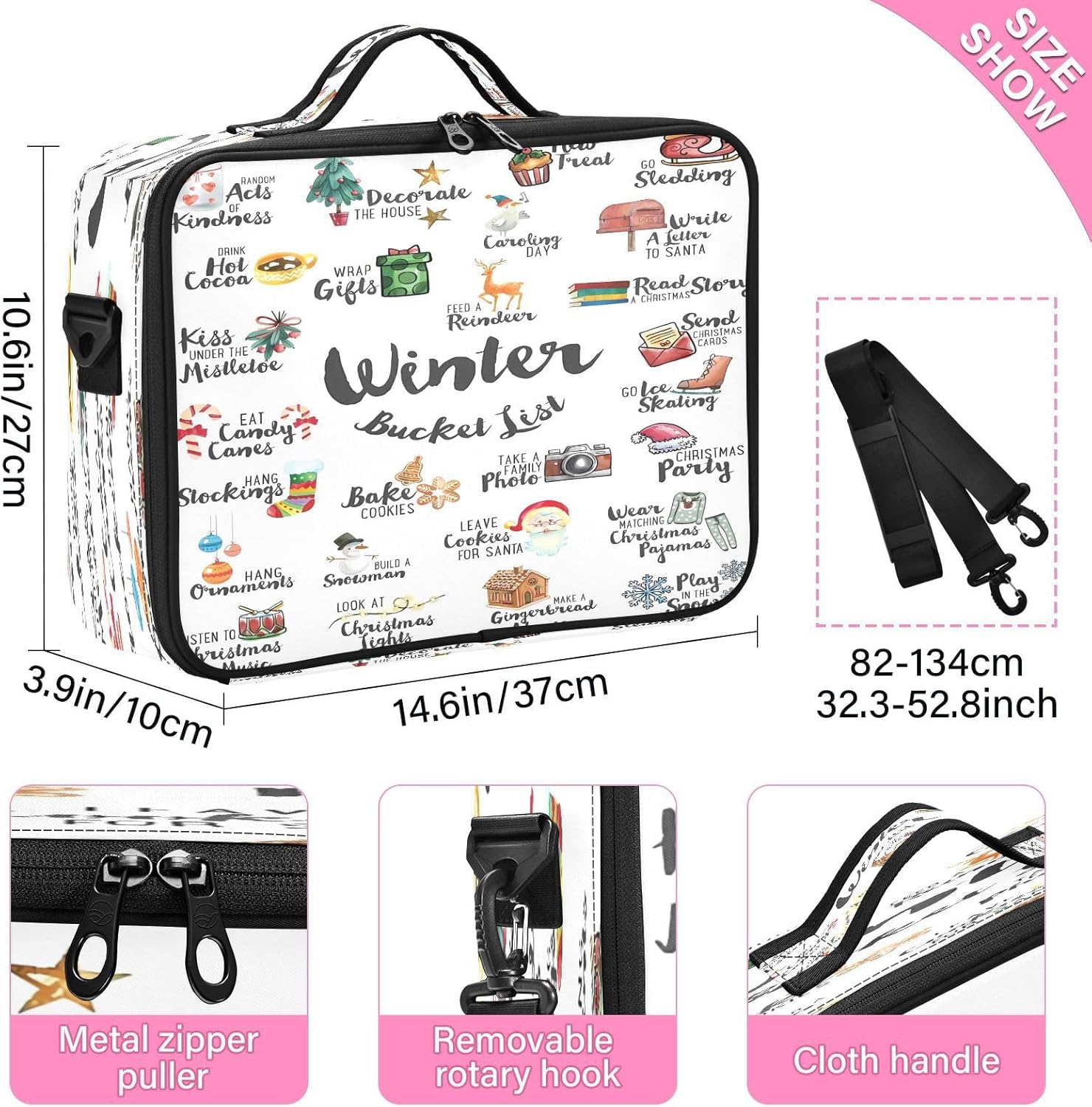 Bolsa de maquillaje de invierno, bolsa de maquillaje grande para cosméticos, tamaño de viaje, bolsa de maquillaje, bolsa de maquillaje de viaje,