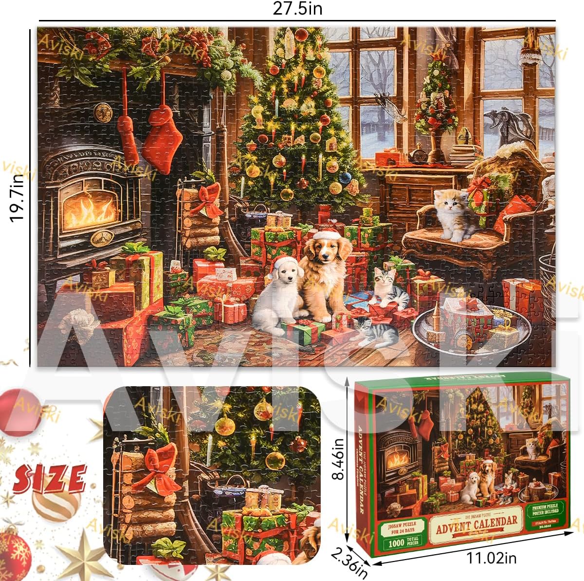 Calendario de Adviento de Navidad 2023 – Rompecabezas de 1000 piezas para niños y adultos, 24 cajas de rompecabezas de calendario de cuenta