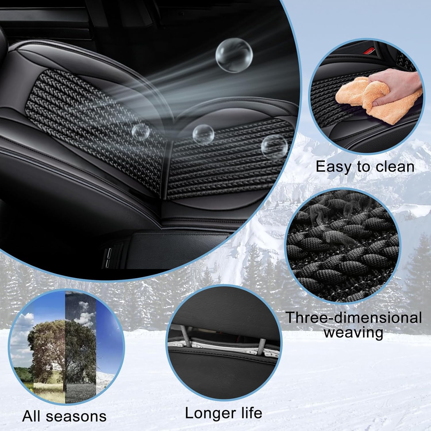 TTX LIGHTING 2 fundas de asiento delantero de automóvil para Ford Maverick 2022 2023 2024 de piel de seda de hielo, transpirable, impermeable, para