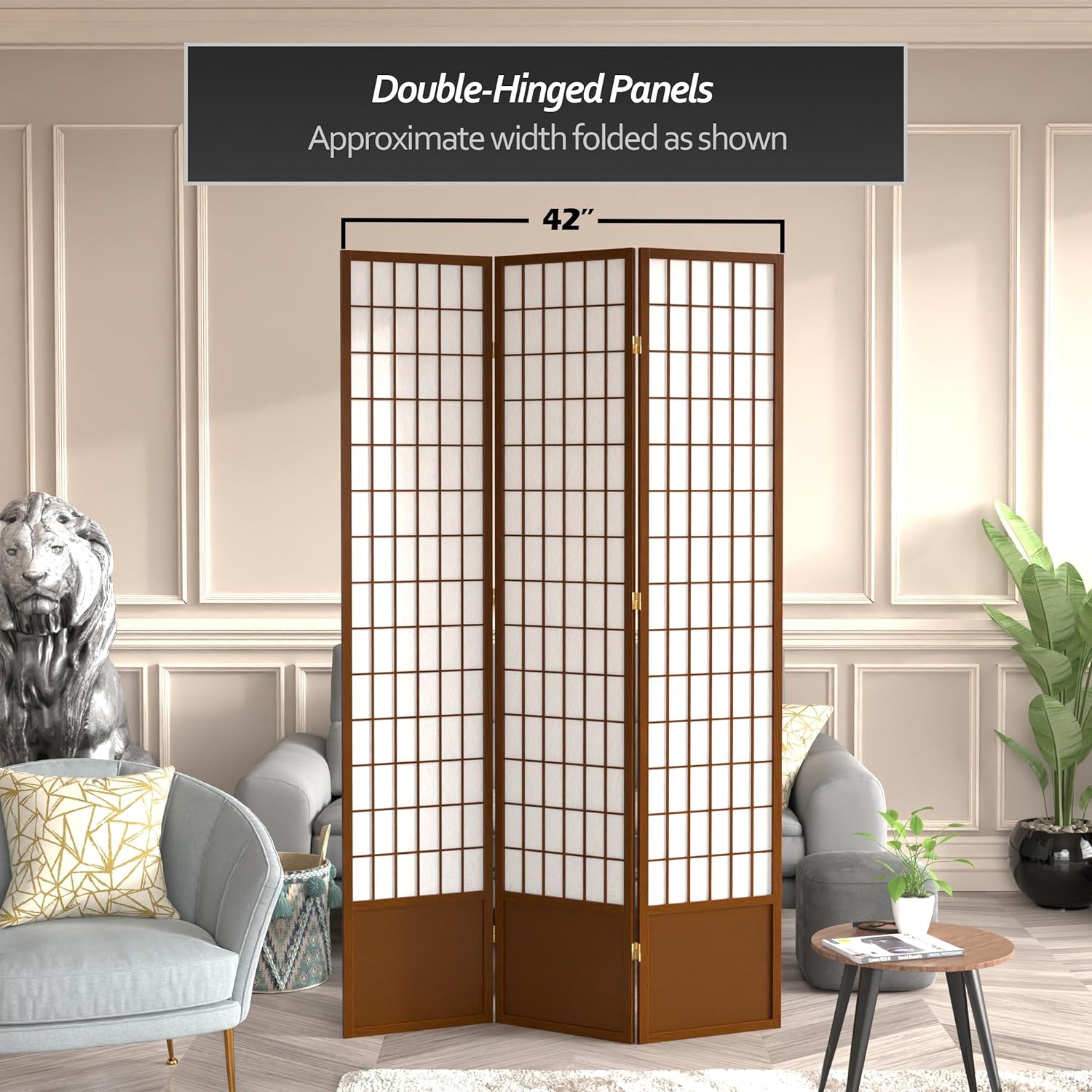 Oriental Furniture – Pantalla Shoji de 7 pies de alto, color nogal, 3 paneles