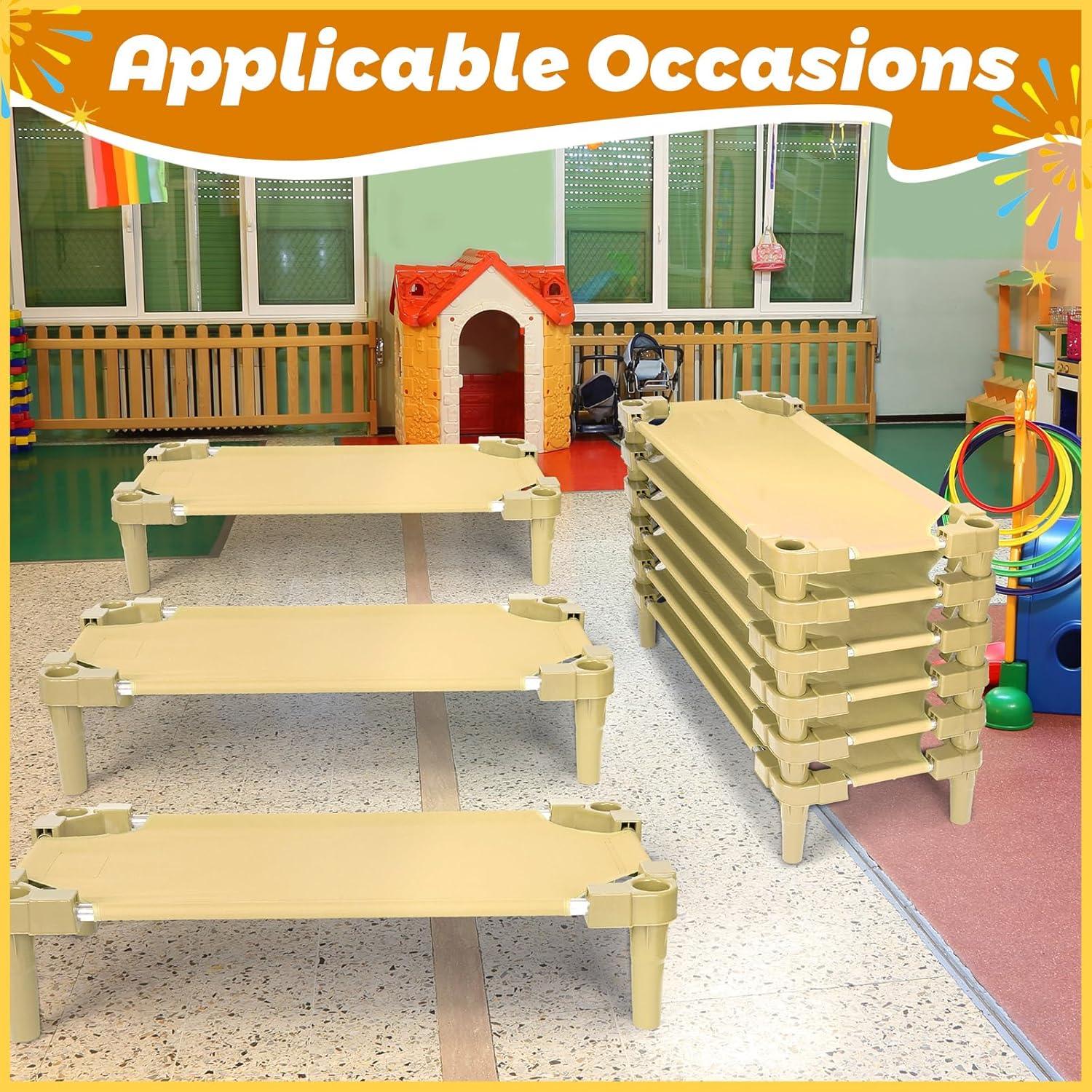 Cunas de guardería apilables para niños, 47 pulgadas de largo x 22 pulgadas de ancho, cuna portátil para dormir, cama portátil para muebles de aula