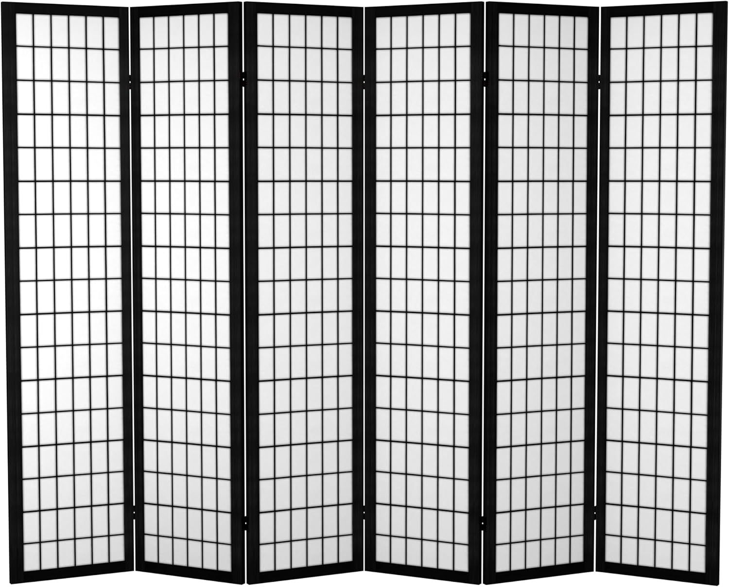 Oriental Furniture – Divisor de habitación de lona para ventana de 6 pies de alto, color negro, 6 paneles