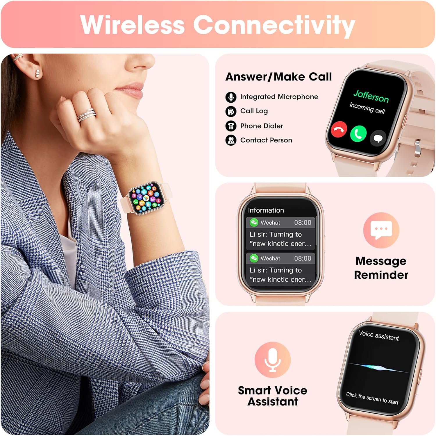 Smart Watch for Men Women Android Phones iOS(AnswerMake Calls), 1.85″ Fitness Tracker Watch Smartwatch with Heart Rate Sleep Monitor, IP68