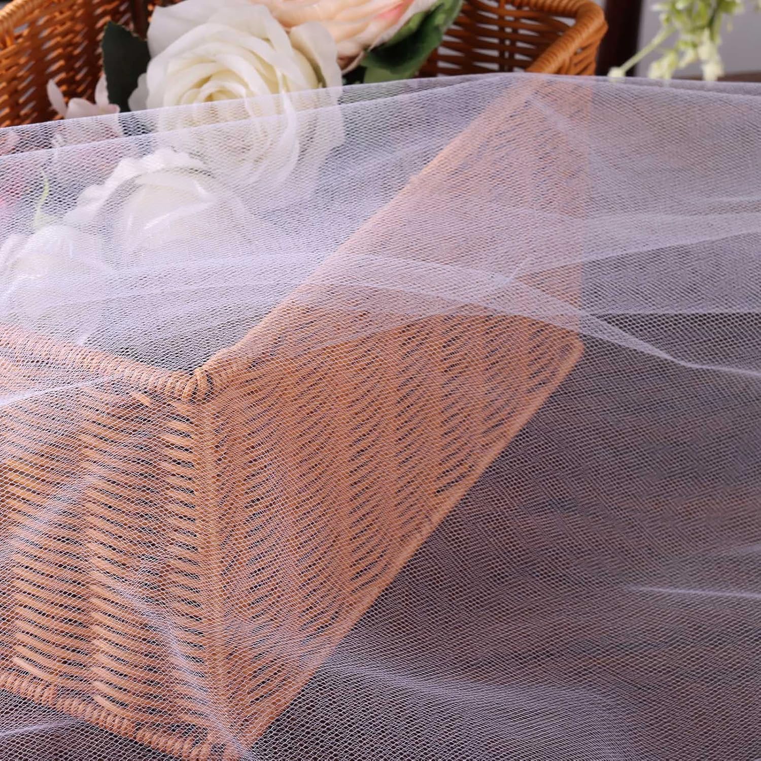 HAVII Rollo de tul blanco de 54 pulgadas x 20 yardas para decoración de bodas, fiestas de cumpleaños, falda de mesa tutú, carrete de tela de tul,