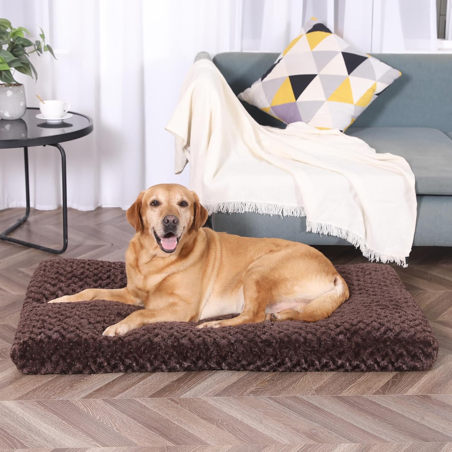 Cama de felpa para perros, cama lavable para perros XL, almohadilla mullida y cómoda con parte inferior antideslizante para un sueño cómodo, 41 x 27