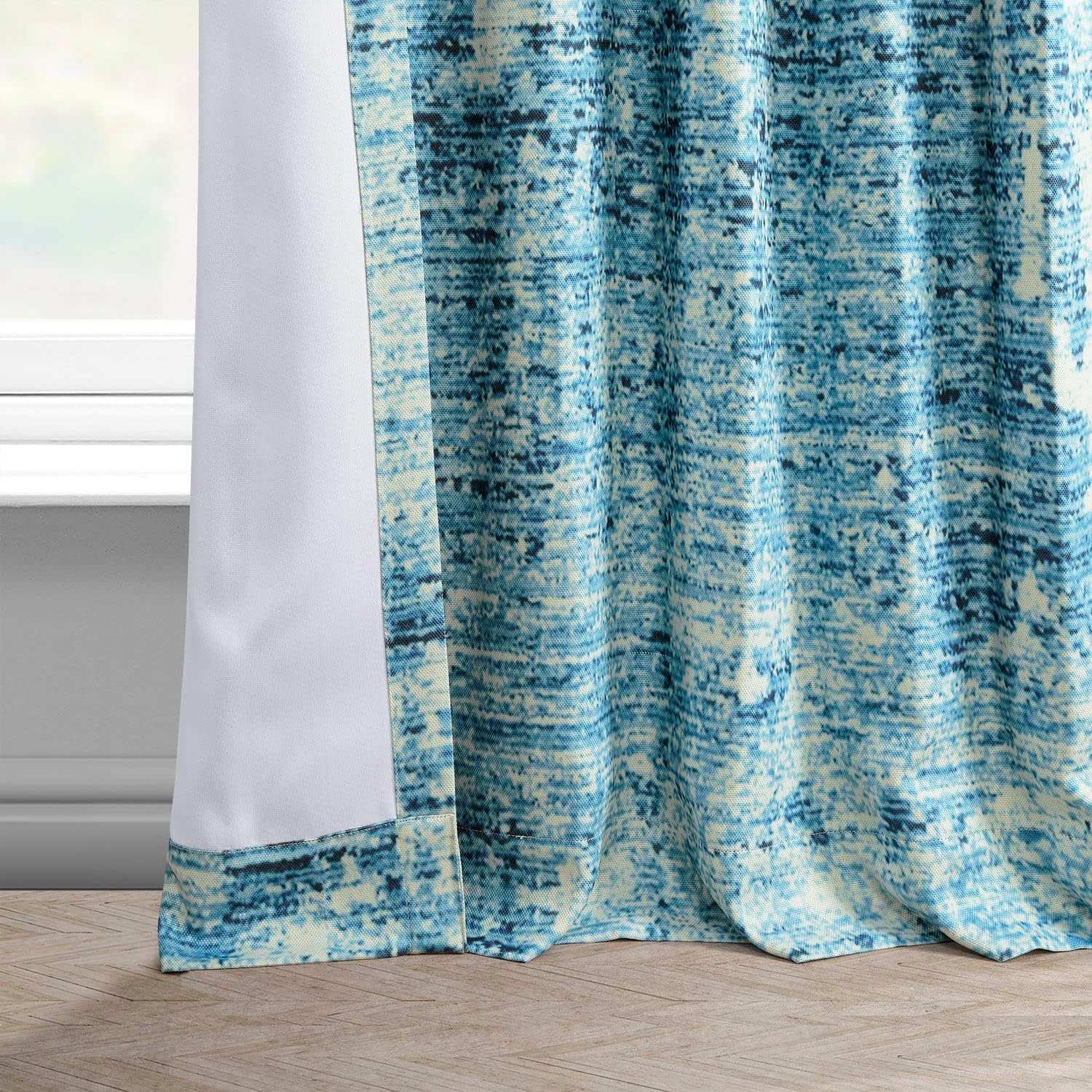 HPD Half Price Drapes BOCH-DLN2013A-108 – Cortinas opacas para dormitorio, 50 x 108 pulgadas, con textura de lino azul, (1 panel)
