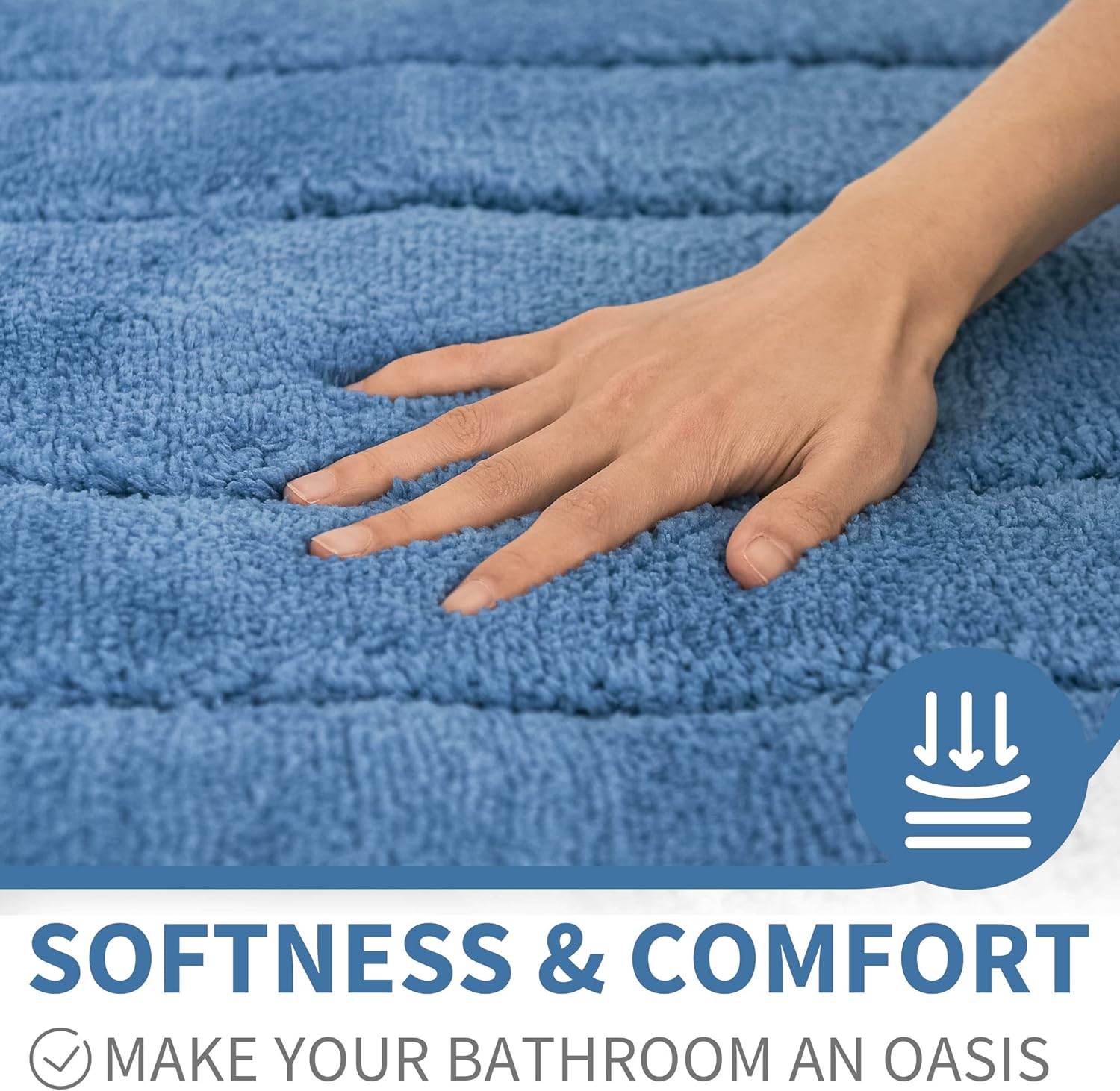 GRANNY SAYS Alfombras de baño azules antideslizantes, 20 x 32 pulgadas, alfombras de baño lavables y absorbentes para suelo de baño, alfombras de
