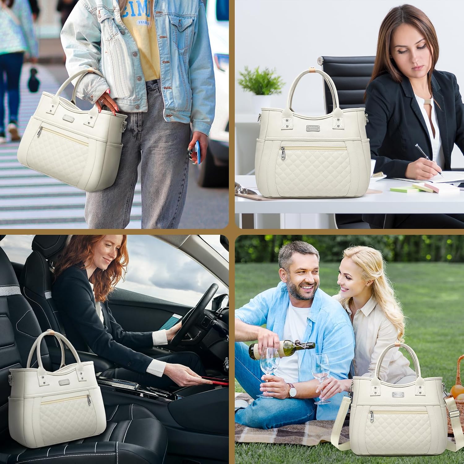 Bolsa de almuerzo para mujer, aislada, a prueba de humedad, de piel sintética, grande, a prueba de fugas, congelable, reutilizable, portátil, para