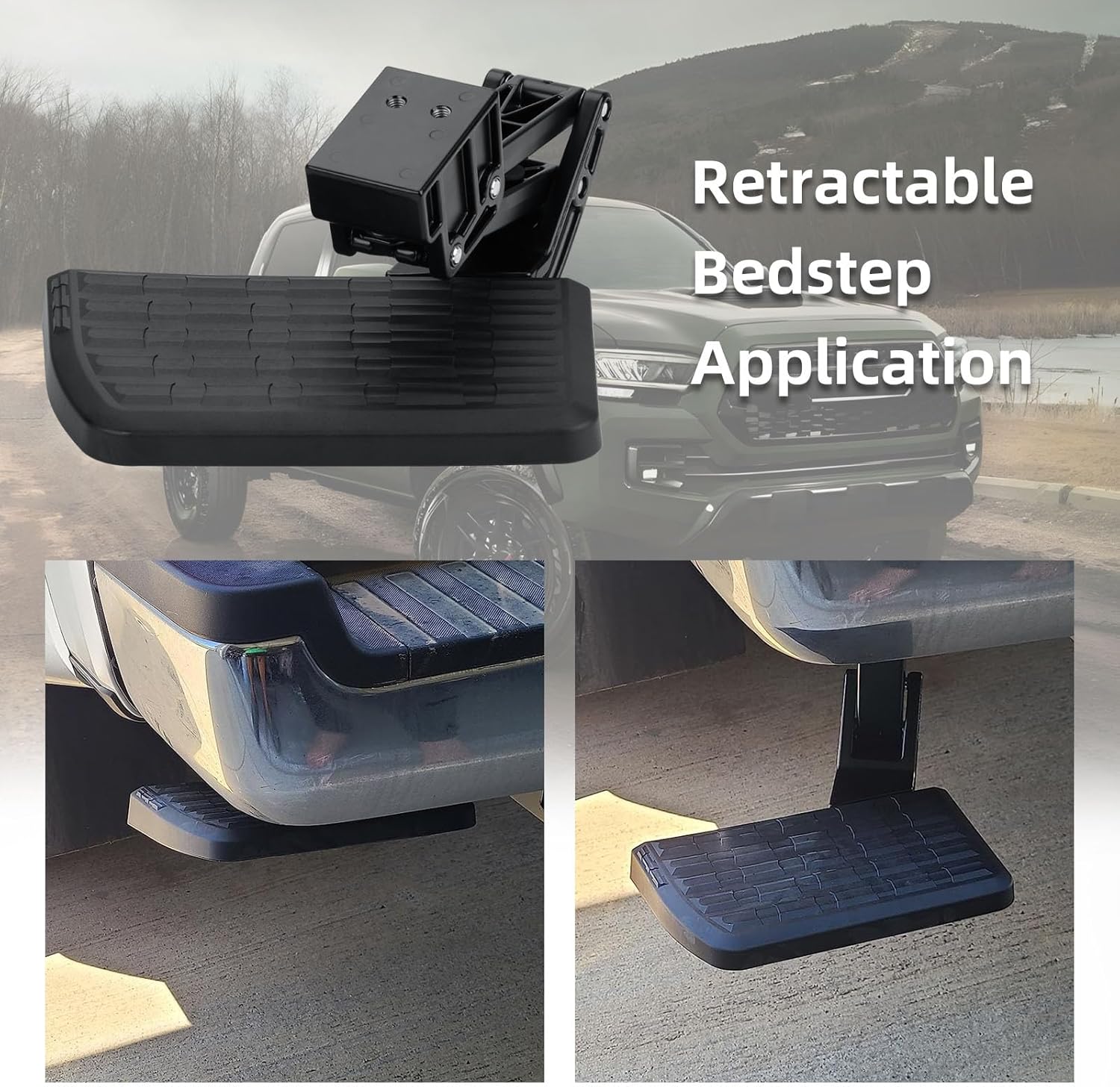 75328-01A – Escalón para cama trasera de camión compatible con Ford F150 (2021-2023) (excluye escape doble), parachoques retráctil, escalón de pie