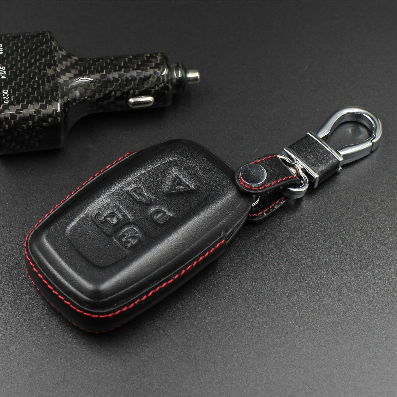 M.JVisun Funda para llavero de cuero genuino para Land Rover Discovery 4 LR4 para Range Rover Evoque para Range Rover Sport Car Remote Key Case