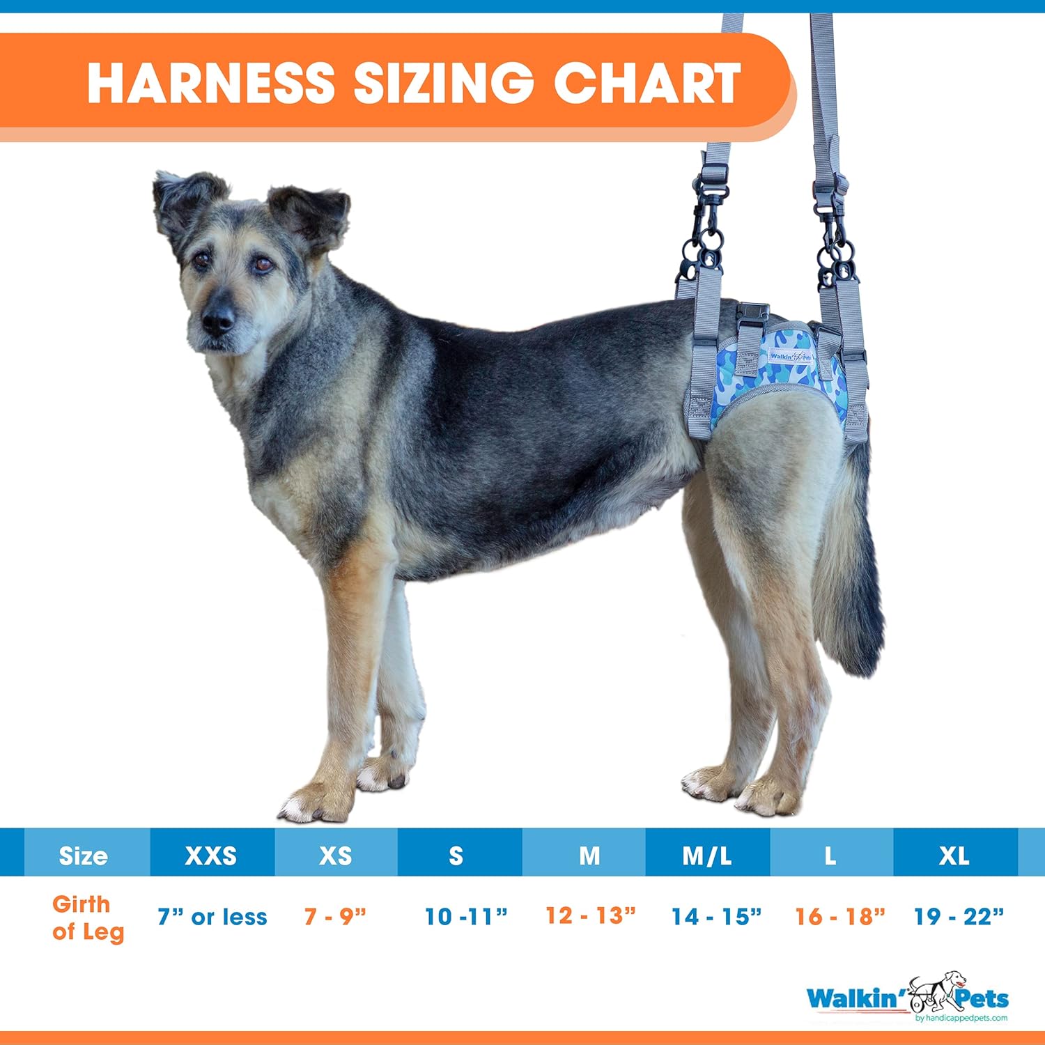 Walkin’ Warrior – Arnés trasero para perro para movilidad, asas ajustables, arnés para perros mayores y mascotas que se recuperan de una cirugía