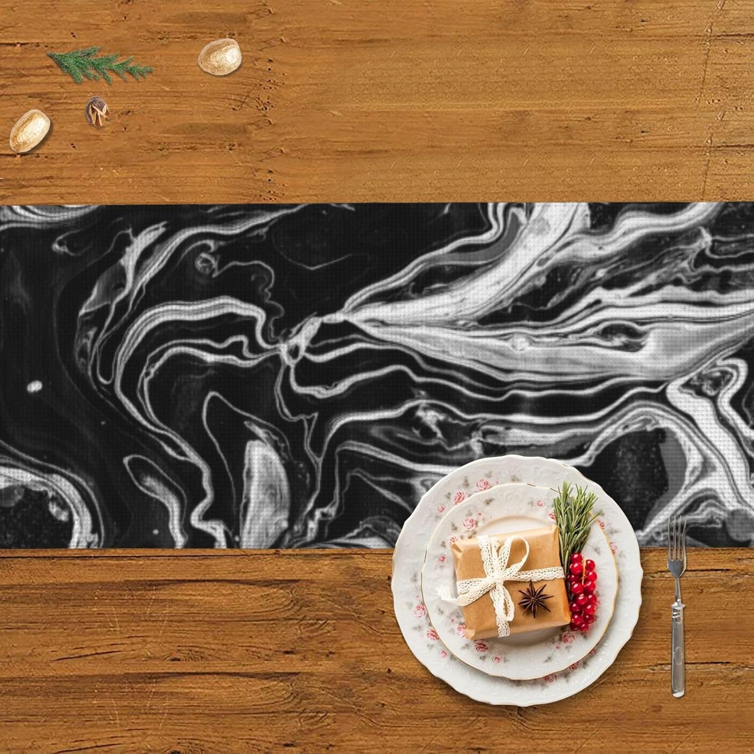 Black Dye Christmas Table Runner Dining Table Decor Christmas Decorations Indoor Home Decor Christmas Table Runners Xmas Navidad Decoracion 2023 for