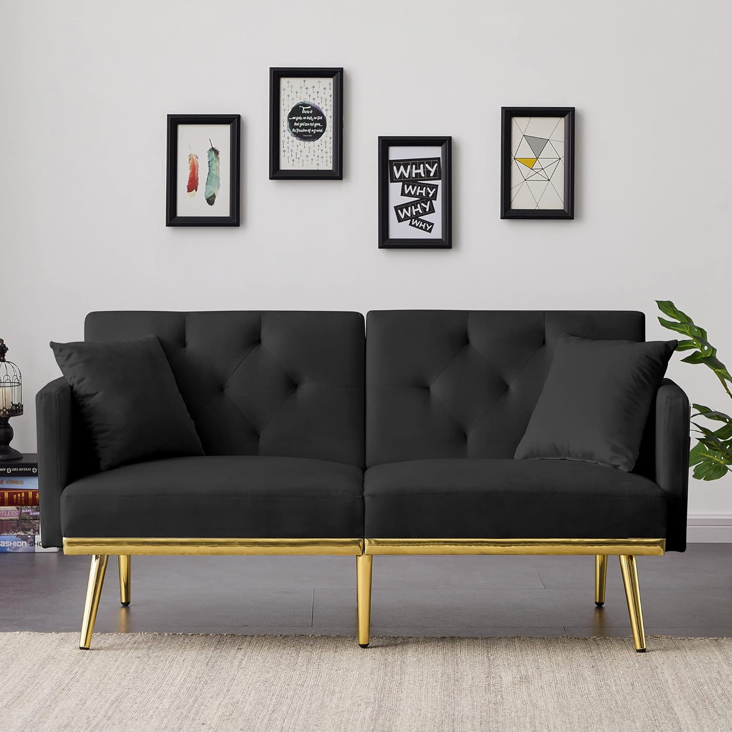 Sofá cama, sofás cama y sofás  Sofá reclinable convertible de 59 pulgadas, moderno, ajustable, de terciopelo, futón, sofás, cama para sala de estar,