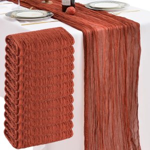 12 piezas de camino de mesa de gasa de 10 pies a granel, 35 x 120 pulgadas, camino de mesa largo romántico para Navidad, boda, despedida de soltera, 12 piezas de camino de mesa de gasa de 10 pies a granel, 35 x 120 pulgadas, camino de mesa largo romántico para Navidad, boda, despedida de soltera,