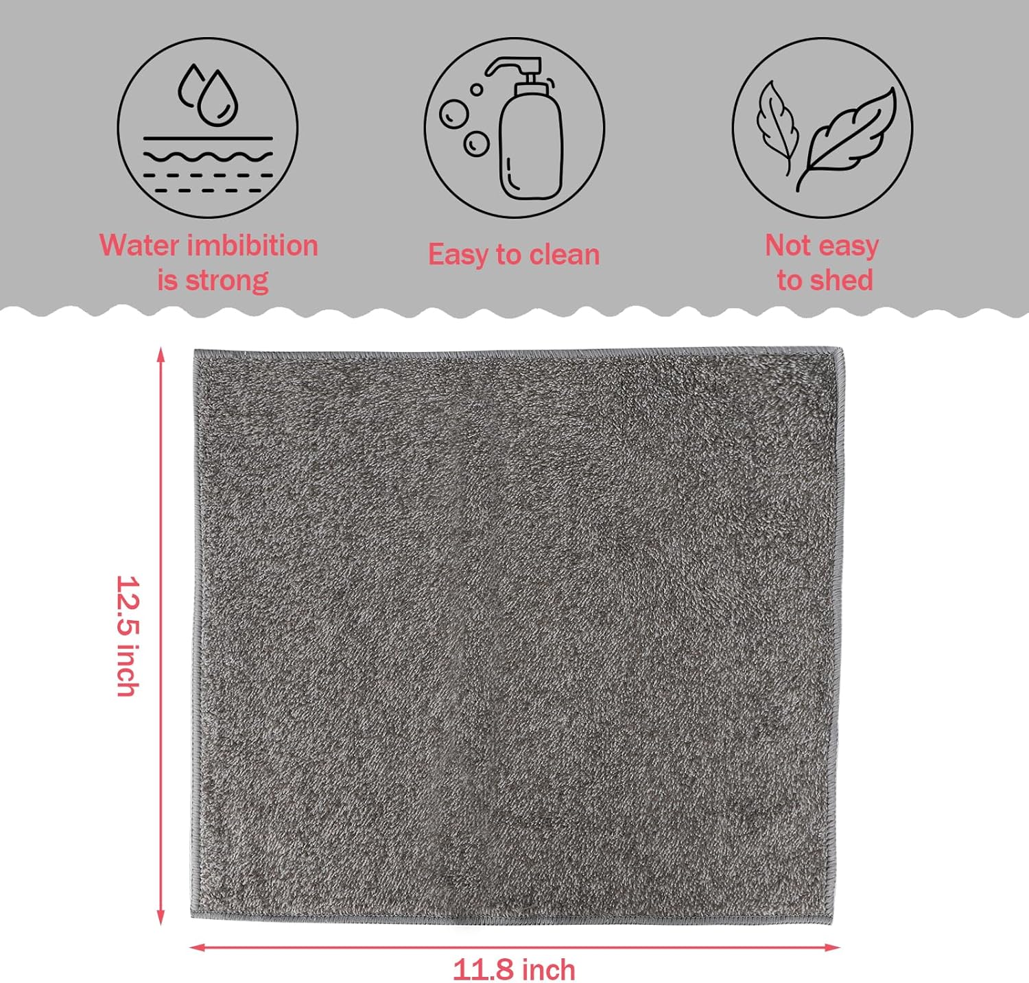 12 paños de limpieza de microfibra, trapos grises suaves, lavables, ultra absorbentes, multiusos, sin pelusas, reutilizables para el hogar, oficina,
