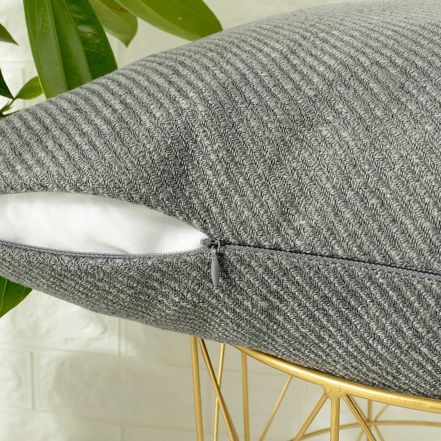 MERNETTE Funda de cojín cuadrado de chenille, suave, decorativa, para decoración del hogar, para sofá, cama, silla, sillón, paquete de 2 unidades