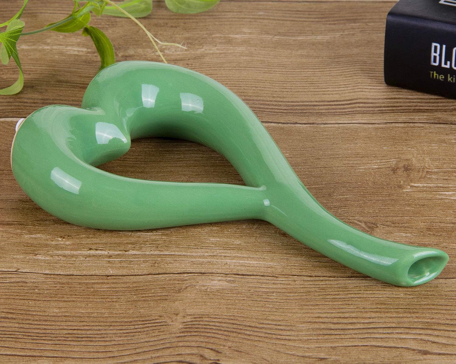 VanEnjoy Estatuas de cerámica en forma de corazón verde del florero de 10 pulgadas, decoración casera decorativa del florero que amueblan la cerámica