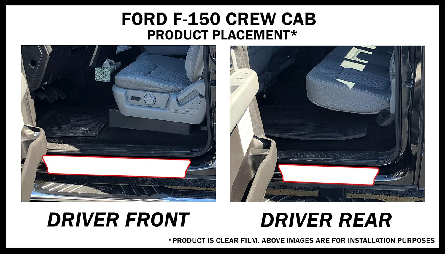 Red Hound Auto Película protectora de pintura para umbral de puerta compatible con Ford F-150 F150 2009 2010 2011 2012 2013 2014 SuperCrew Cab solo