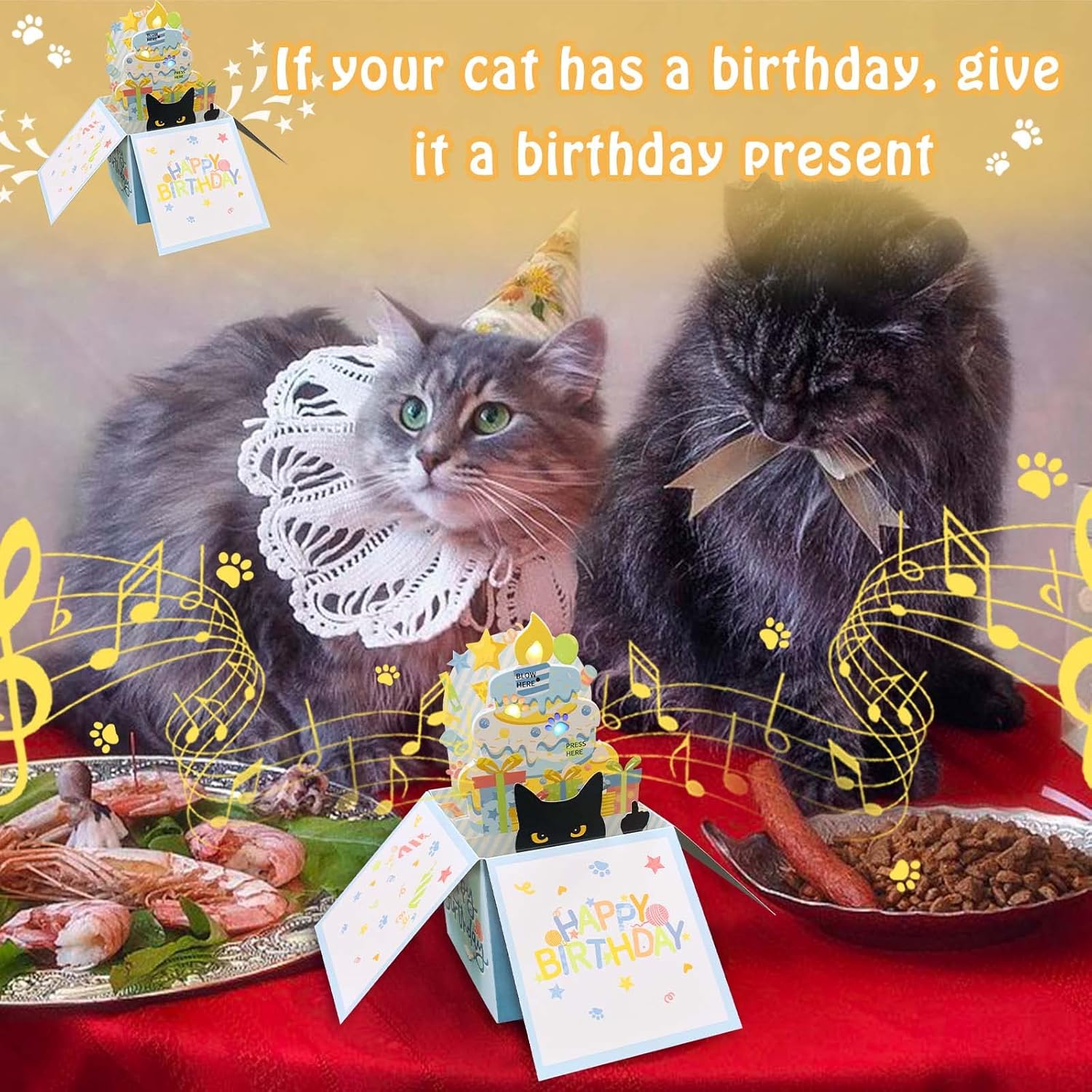 Tarjetas de cumpleaños divertidas 3D desplegables, tarjeta de cumpleaños de gato negro 3D para mujeres, tarjetas de felicitación de mamá o papá para