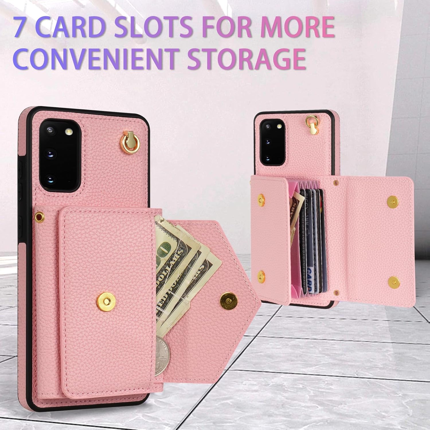 Asuwish Funda para teléfono Samsung Galaxy S20 5G de 6.2 pulgadas, funda tipo cartera con ranura para tarjeta de crédito, soporte para hombro,