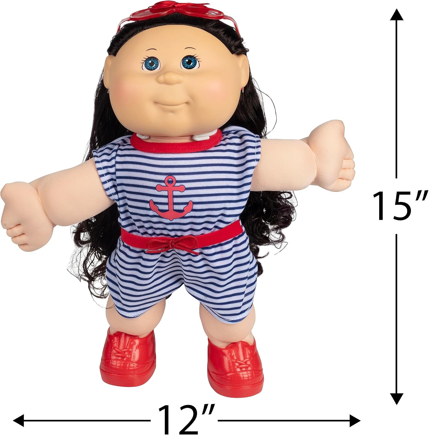Cabbage Patch – Muñeca clásica para niños con pelo de seda, 16 pulgadas, muñeca de bebé adoptable de estilo náutico vintage original, con licencia