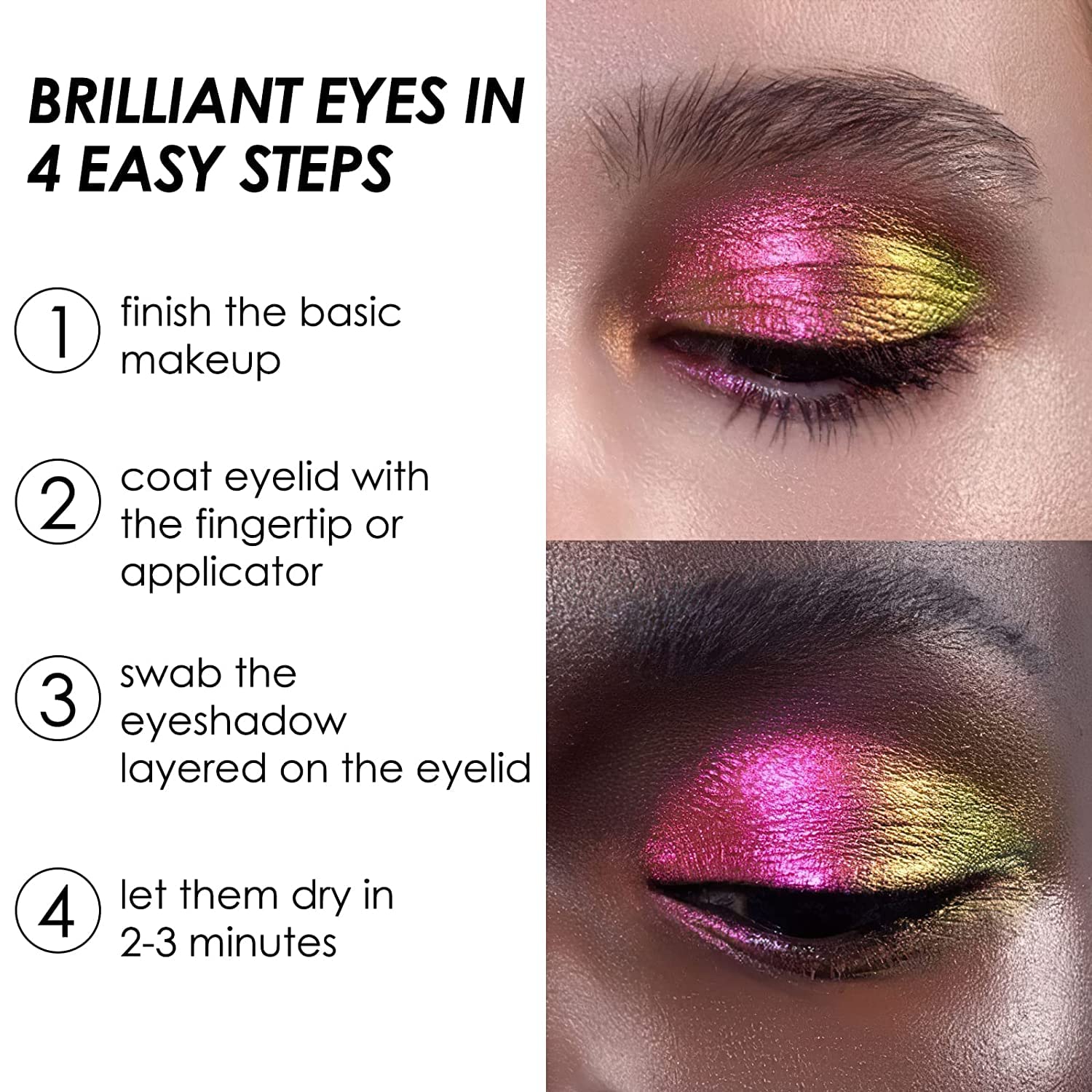 FOCALLURE Sombra de ojos crema camaleón, sombras de ojos cremosas que cambian de color intenso, altamente pigmentadas metálicas, brillantes,