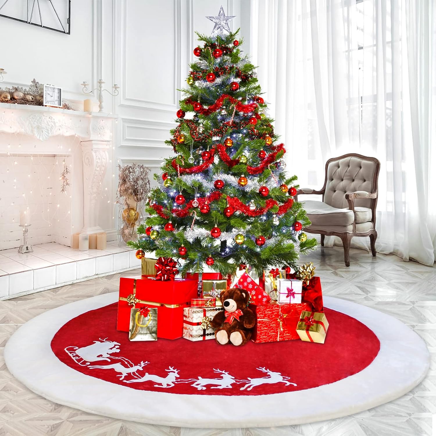 SHENG HONG Falda de árbol de Navidad de 72 pulgadas, faldas de árbol de Navidad para árbol de Navidad, decoración de fiesta de vacaciones,