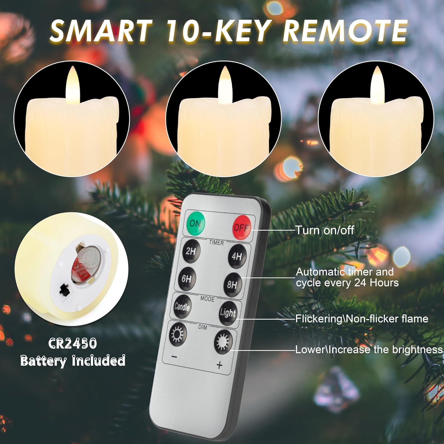 Velas votivas sin llama, velas LED sin goteo de 2 x 2 pulgadas con dos controles remotos, velas parpadeantes de cera real, paquete de 12 velas