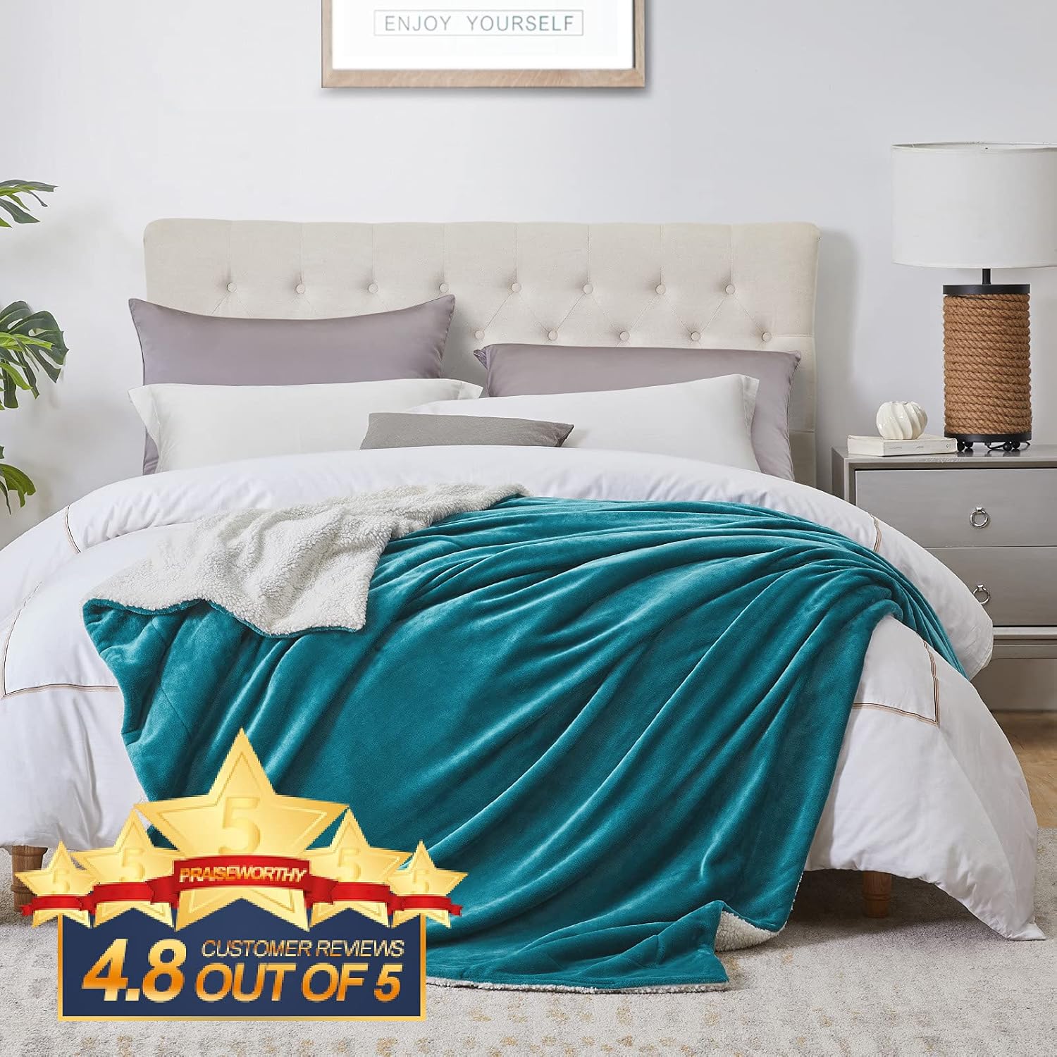 Walensee Sherpa – Manta de forro polar de felpa, muy suave, reversible, manta de franela de microfibra para sofá, cama, sofá ultra lujoso, cálido y