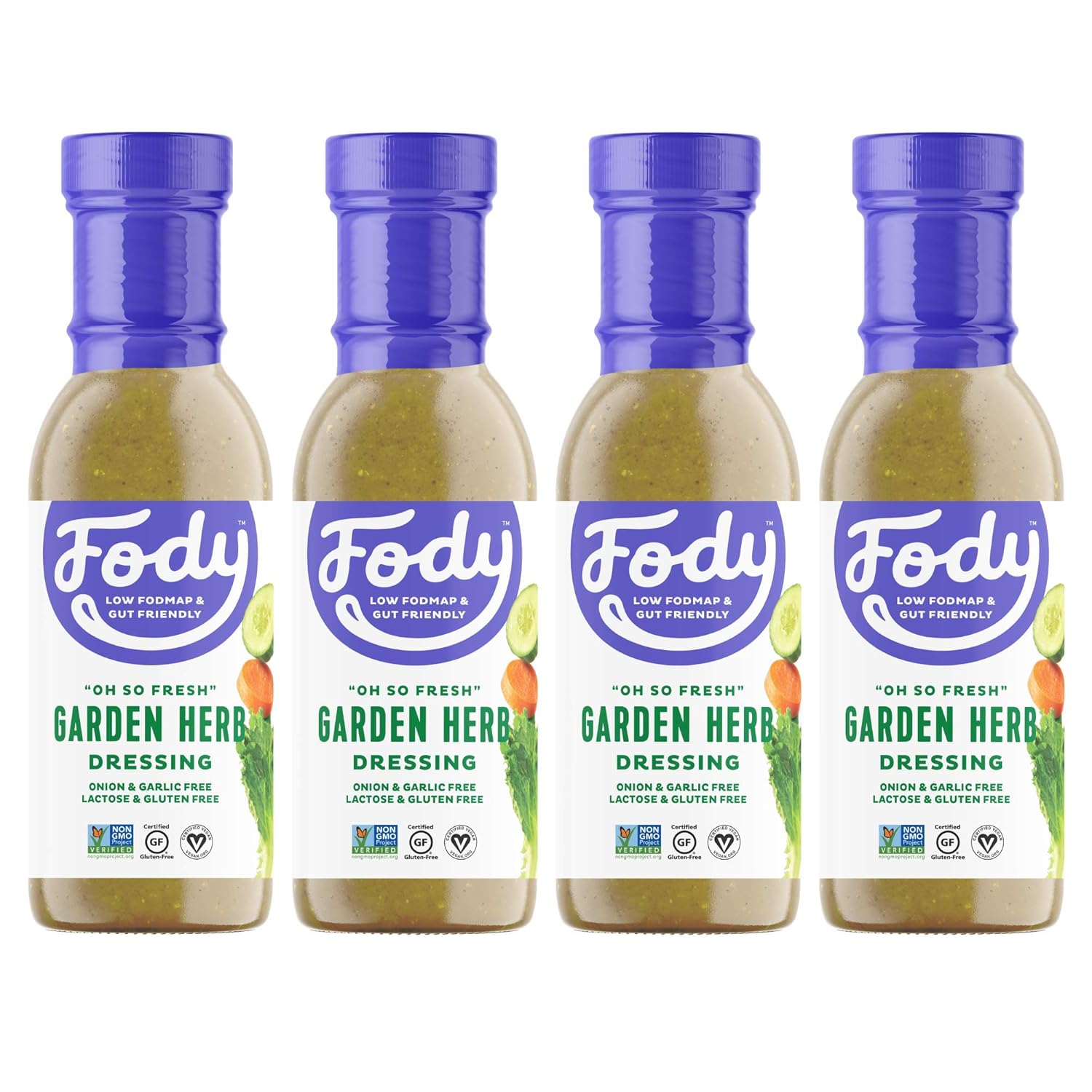 Fody Foods – Paquete de aderezo para ensalada de hierbas veganas de jardín, bajo certificado FODMAP, apto para dieta cetogénica, intestinal y SII,