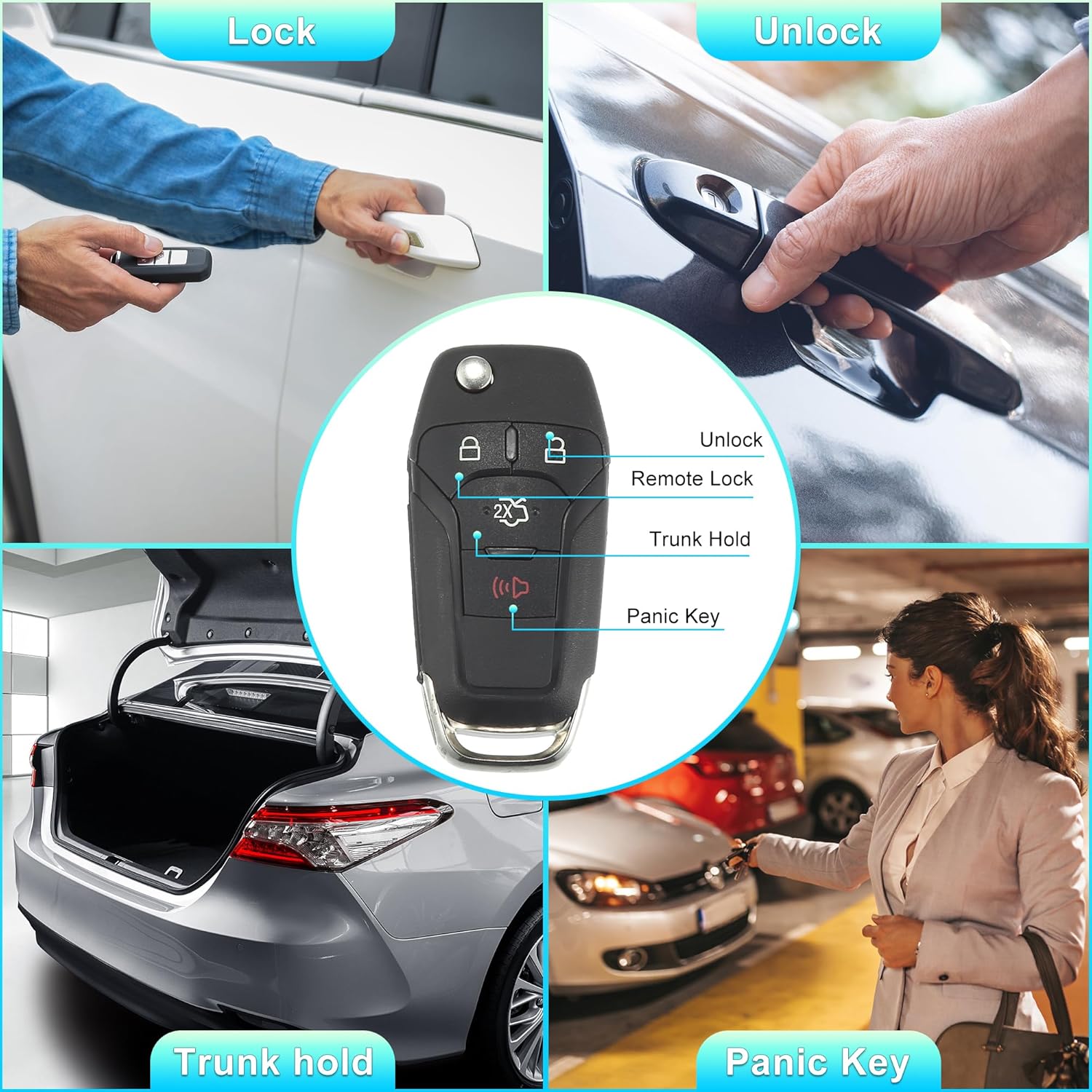 X AUTOHAUX 2 unids 315 MHz N5F-A08TAA reemplazo inteligente de proximidad sin llave llave remoto llavero para Ford Fusion 2013 2014 2015 2016 4