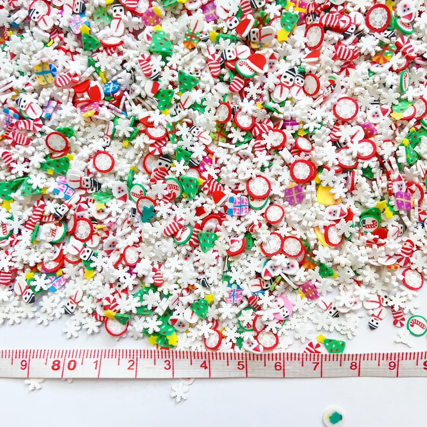 EHOPE Gránulos falsos de Navidad, chispas de caramelo falso, gránulos de arcilla de polímero, rebanadas de arcilla polimérica para arte de uñas,