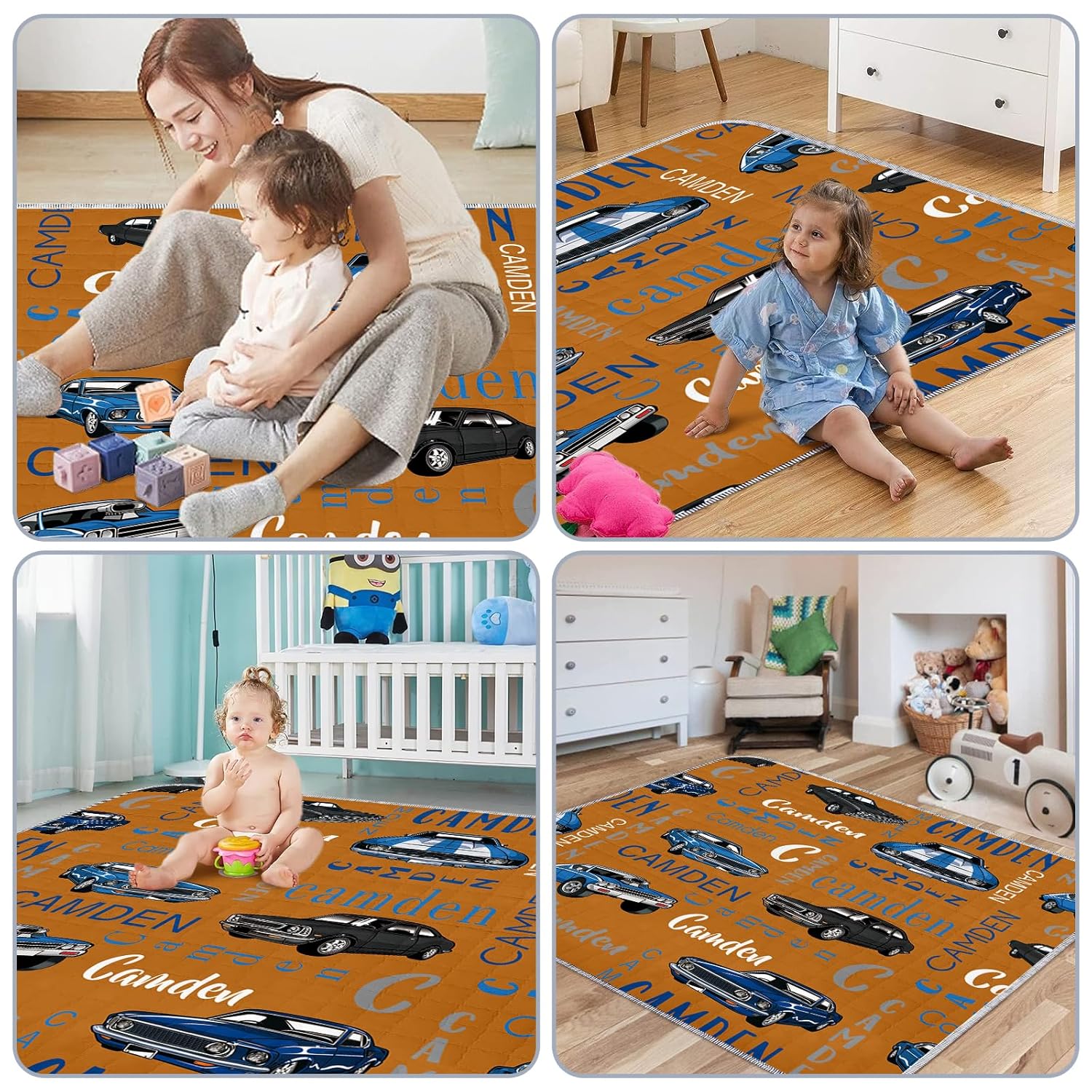 Alfombrillas de juego personalizadas para bebé alfombrilla plegable personalizada para gatear para niños pequeños, alfombra de juego para bebé de 43