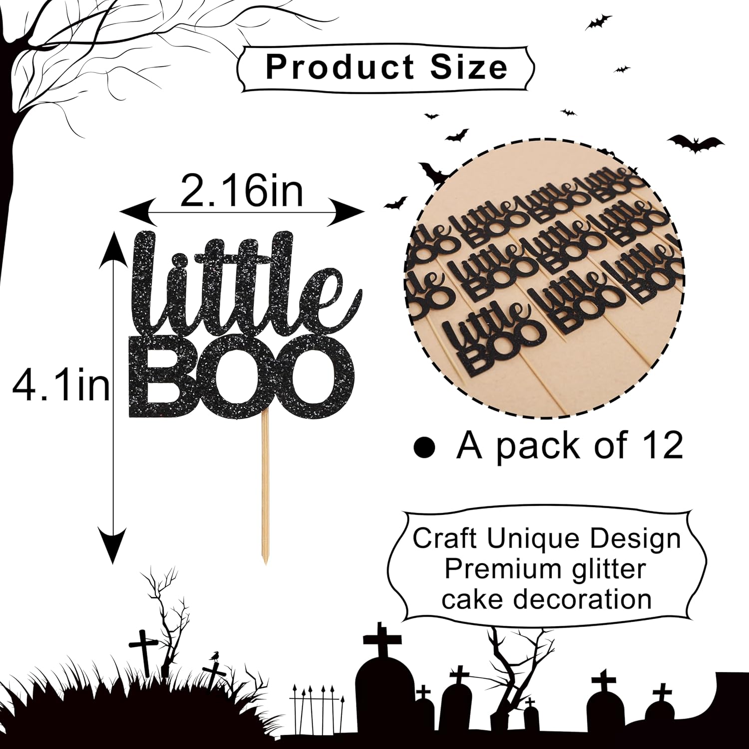 12 piezas hechas a mano para cupcakes Little Boo  Decoraciones de Halloween Baby Shower, decoración de octubre Baby Shower, pancarta de otoño para