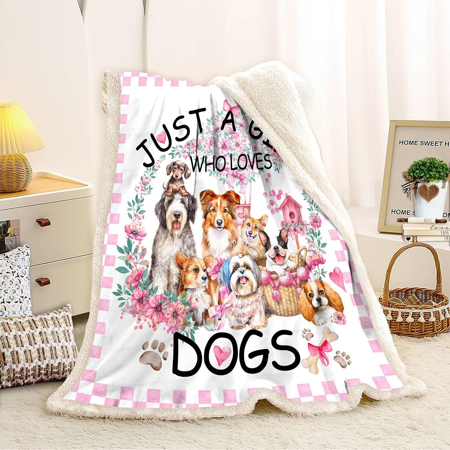 Manta de felpa para perros y cachorros, regalo para niñas, mujeres, niños, amantes de los perros, mantas cómodas y ligeras para cachorros, manta