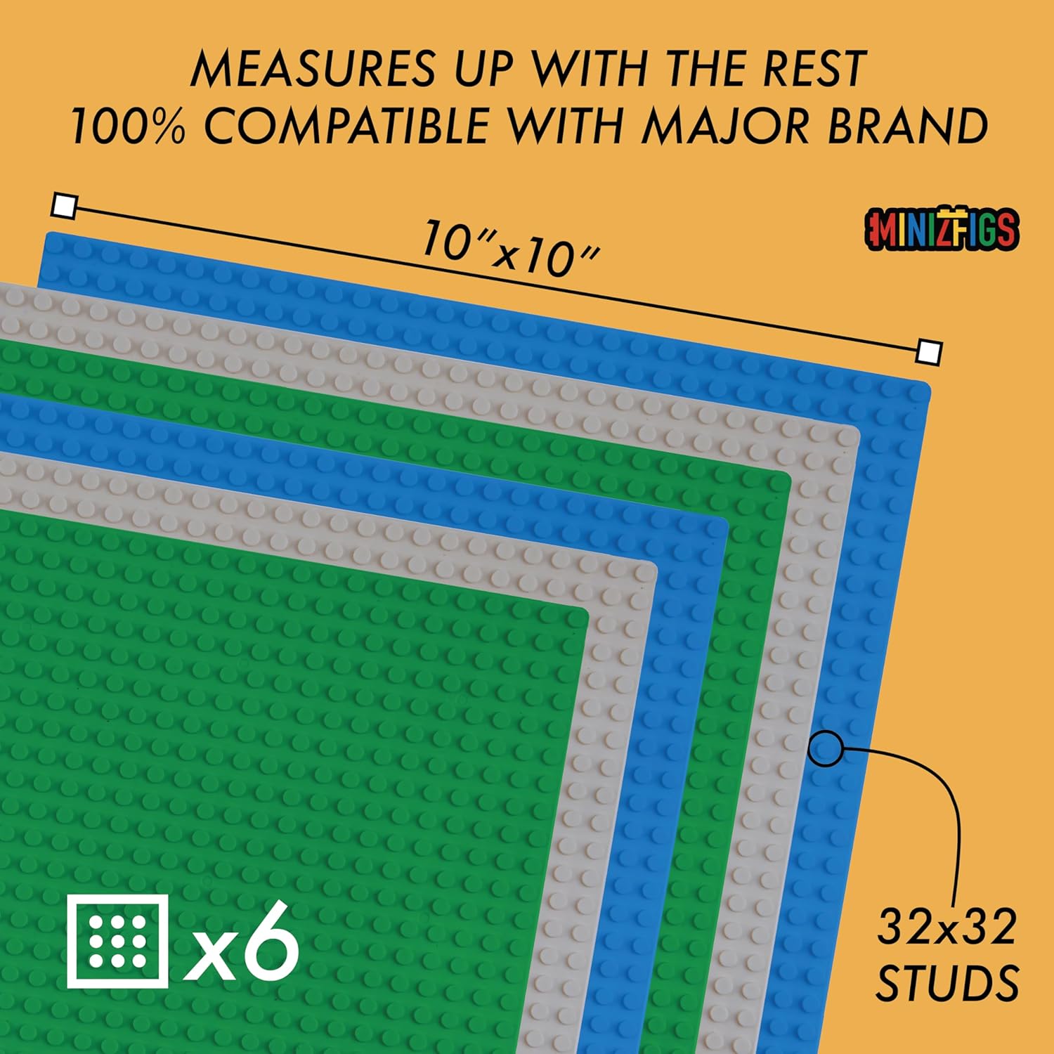 Placa base clásica para construcción de ladrillos de construcción  100% compatible con las principales marcas de placa base  10 x 10 pulgadas  Azul,