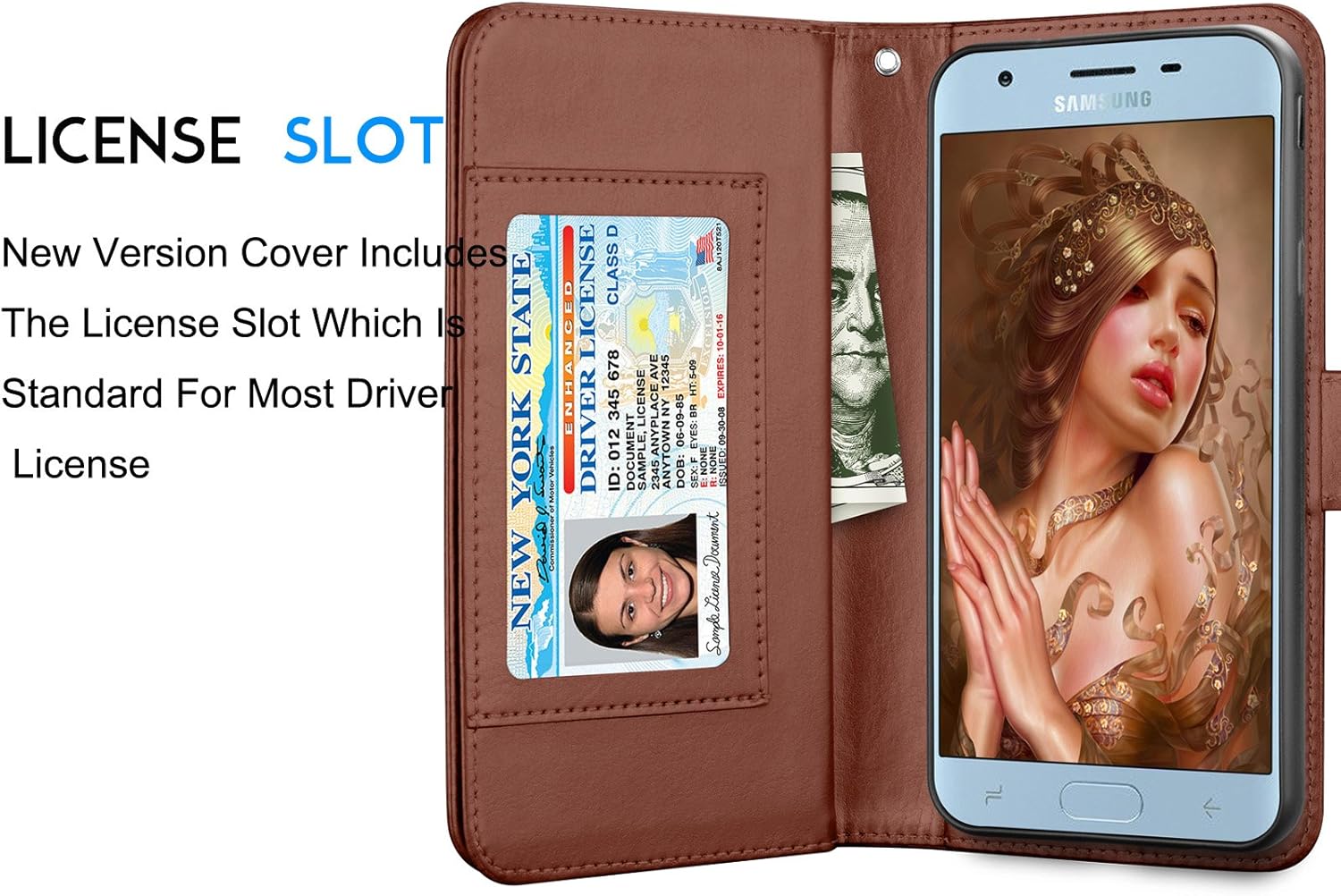 Tekcoo Para Galaxy J7 2018J7 AeroJ7 V 2ndJ7 TopJ7 CrownJ7 AuraJ7 Refine Wallet Case, ID Tarjetas de Crédito Titular de la Bolsa de Cuero PU Folio