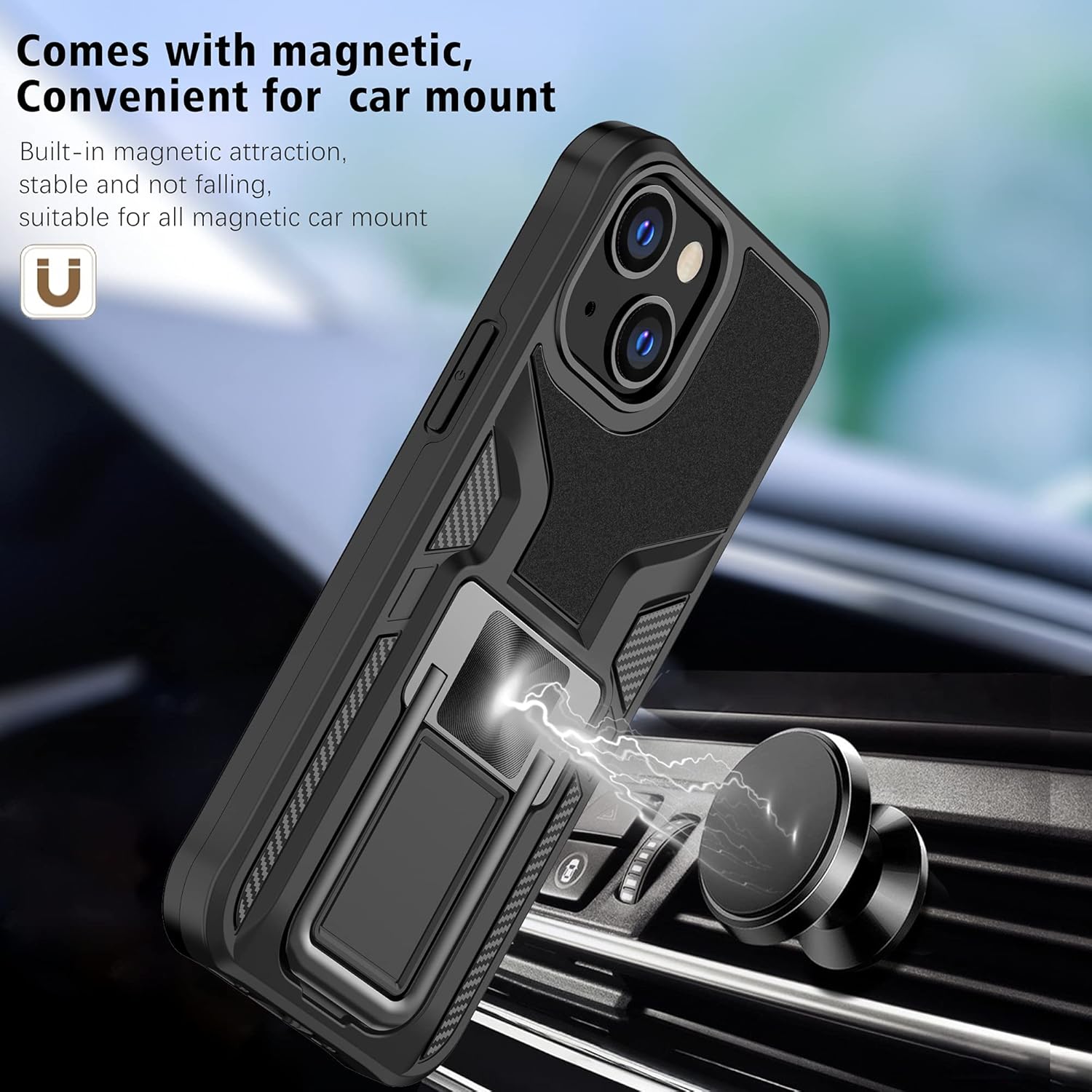 LMDAMZ Funda resistente para iPhone 13 Mini anticaídas, resistente grado militar, a prueba de golpes, doble protección (TPU+PC), funda magnética