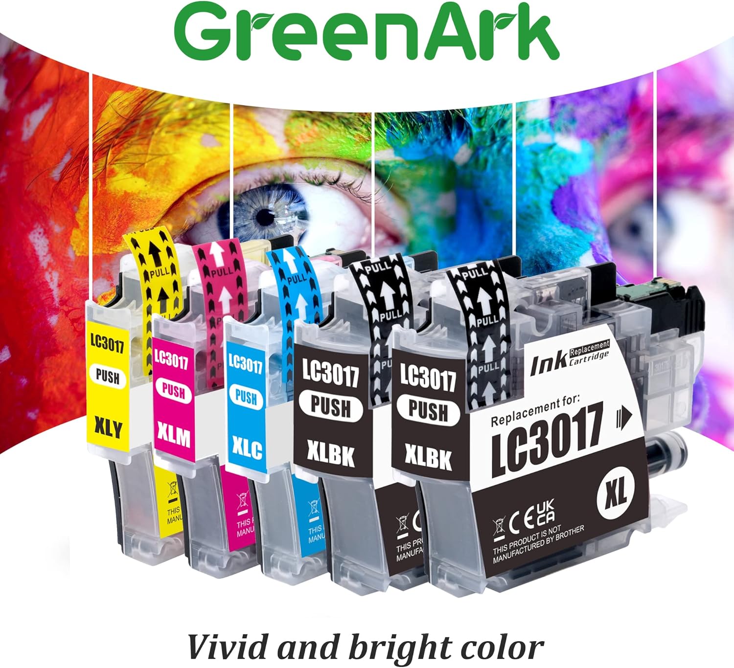 GREENARK Cartuchos de tinta compatibles de repuesto para Brother LC3017XL LC-3017XL (BKCMY) tinta de color de alto rendimiento, paquete de 5
