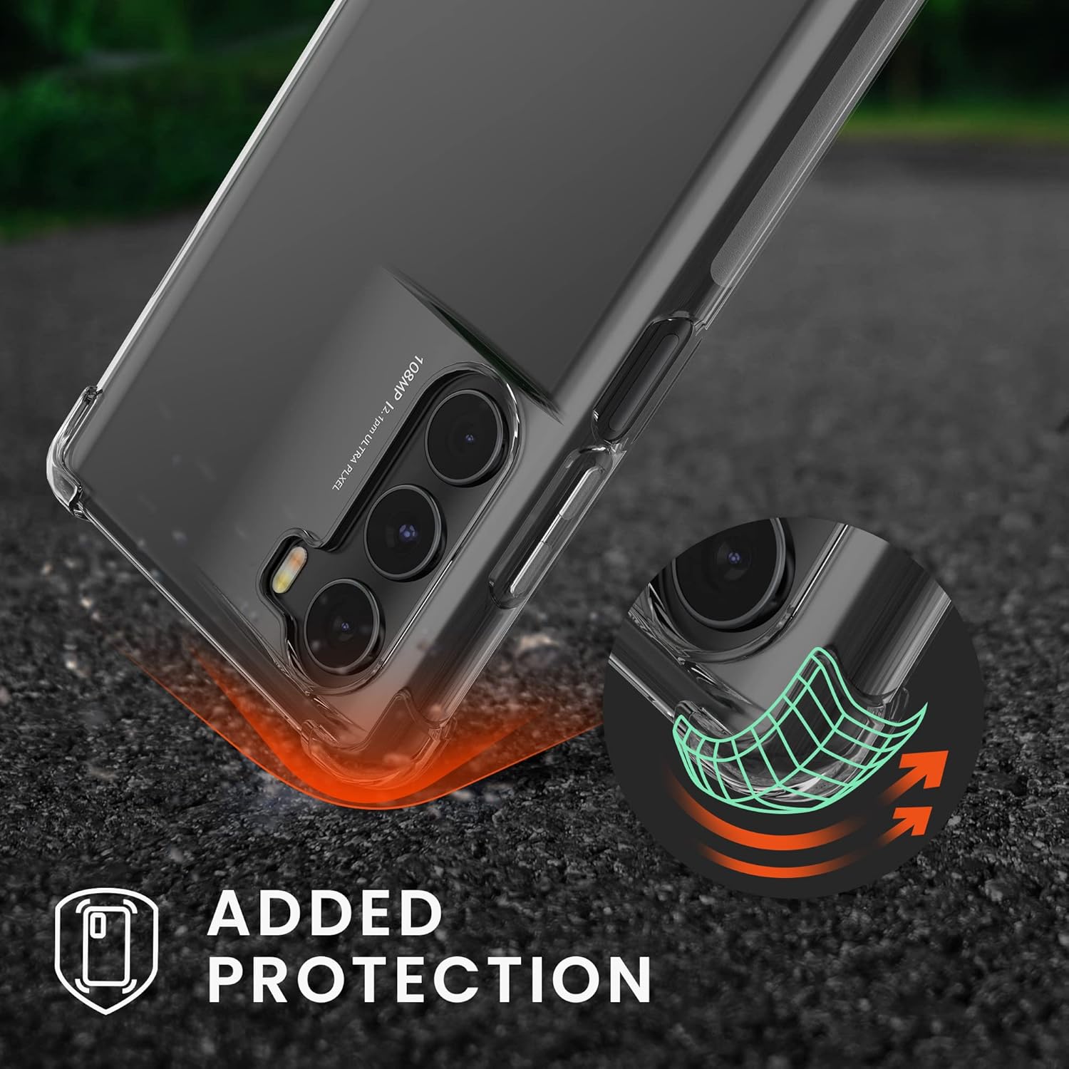 kwmobile Funda cruzada compatible con Motorola Moto G200 5G – Funda transparente de TPU con correa de cordón – transparentenegro