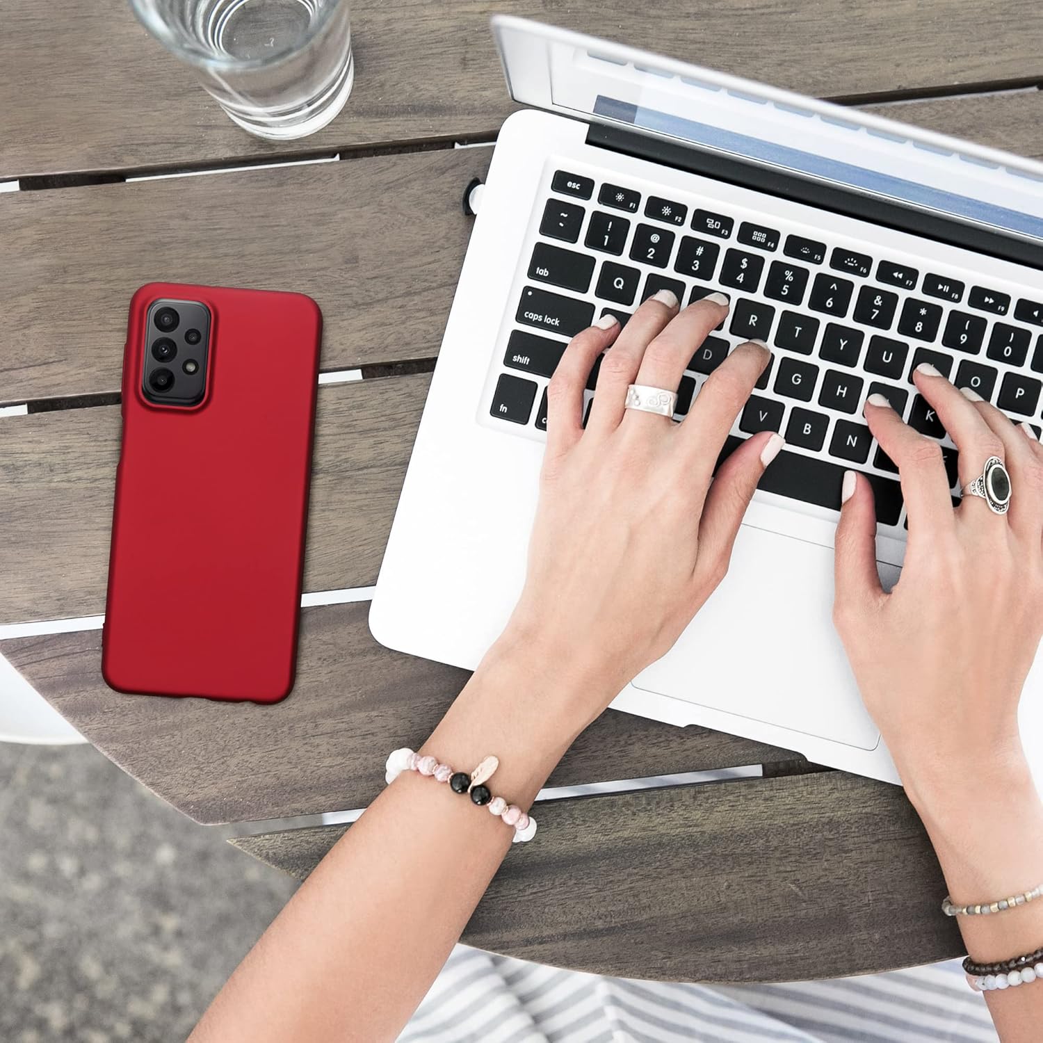 kwmobile Funda compatible con Samsung Galaxy A23 4G  5G – Funda de silicona TPU metálica suave y delgada – Rojo oscuro metálico