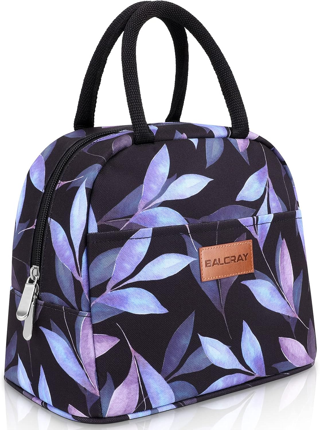 BALORAY – Lonchera para mujeres y hombres, con aislamiento, para adultos, reutilizable, para el trabajo, picnic, escuela o viajes (hojas azules)