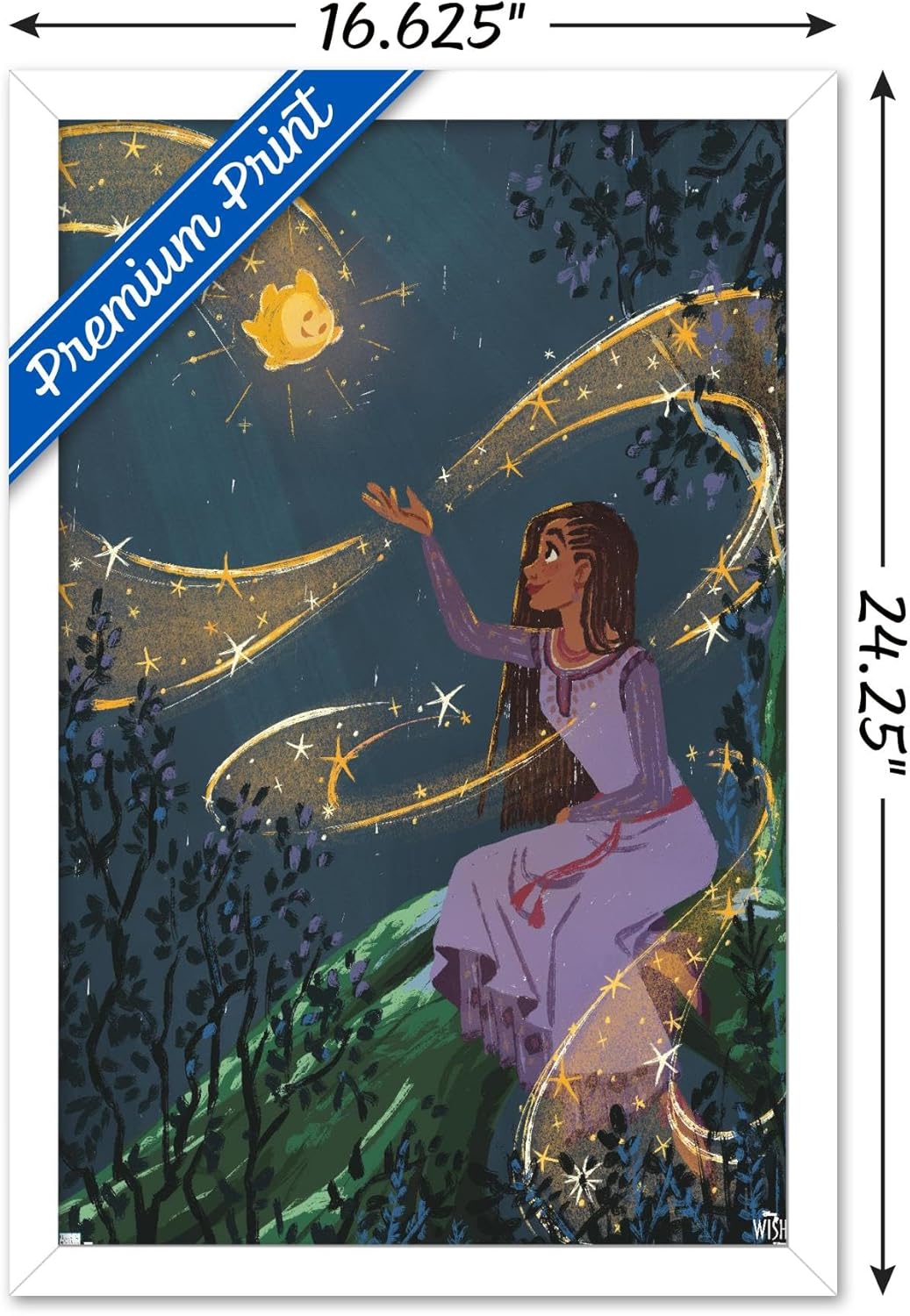 Trends International Disney Wish – Póster de collage 2 (Asha & Star), póster de pared, 14.72 x 22.37 pulgadas, versión enmarcada en blanco